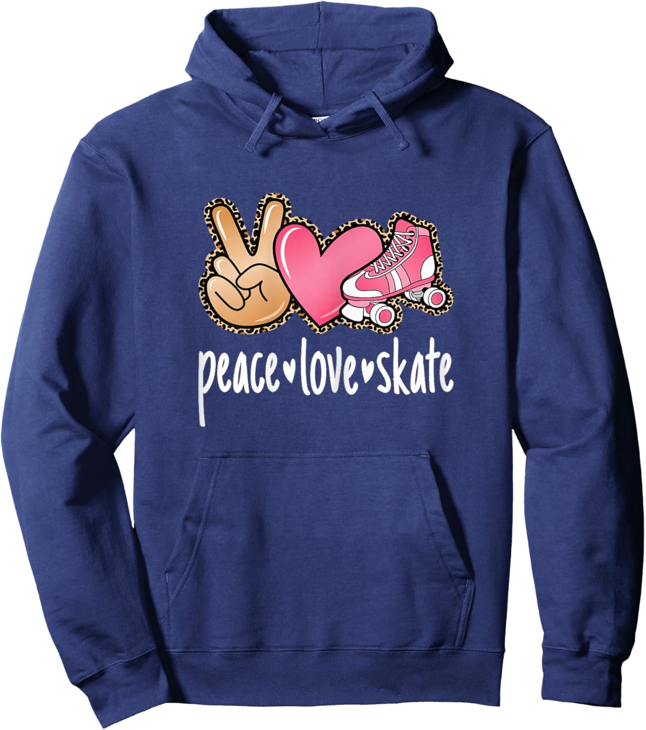 Peace Love Skate Cute Roller Skating Skater Women Girls Hoodie - Hoodie | Navy
