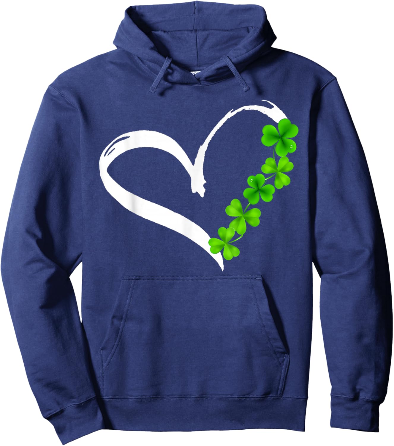 Shamrock Heart Four Leaf Clover Lucky St Patricks Day Hoodie - Hoodie | Navy