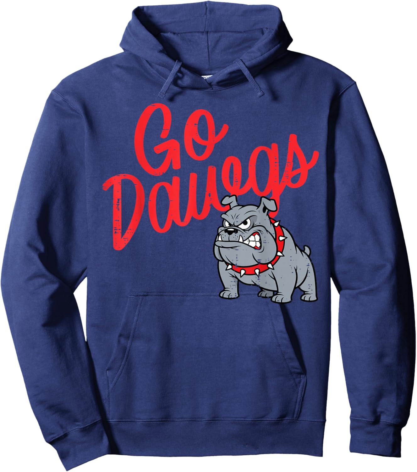 Bulldog Go Dawgs Girls Youth Teen Boys Kids Men Women Hoodie - Hoodie | Navy