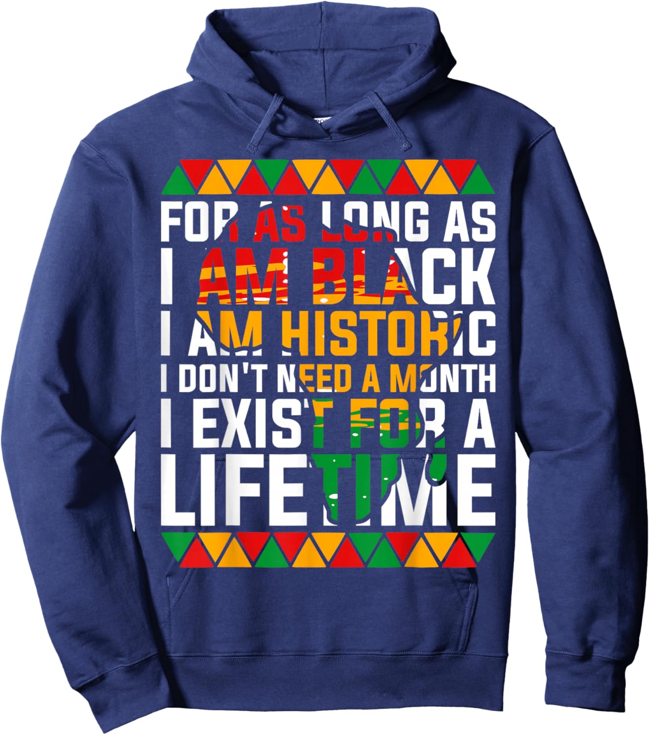 for As Long I'm Black I'm Historic Patriotic African America Hoodie - Hoodie | Navy