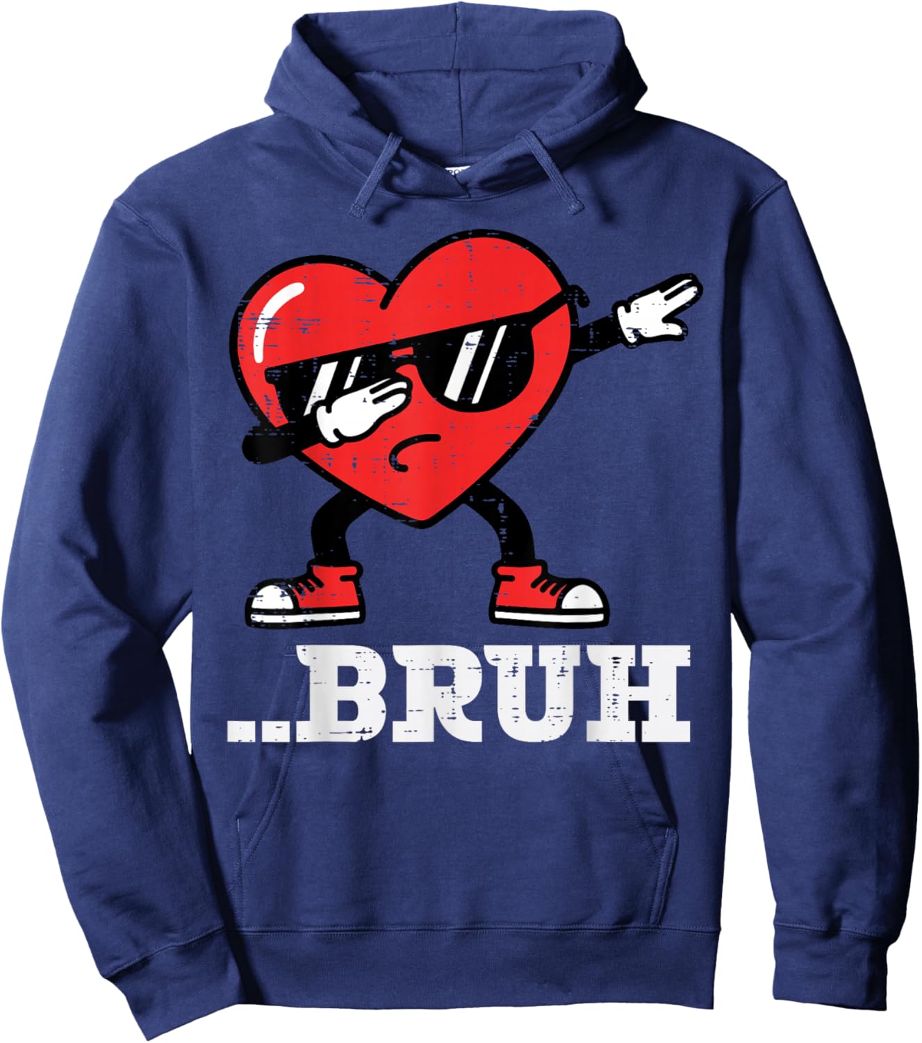 Valentines Day Heart Dab Bruh Funny Meme Boys Kids Men Women Hoodie - Hoodie | Navy