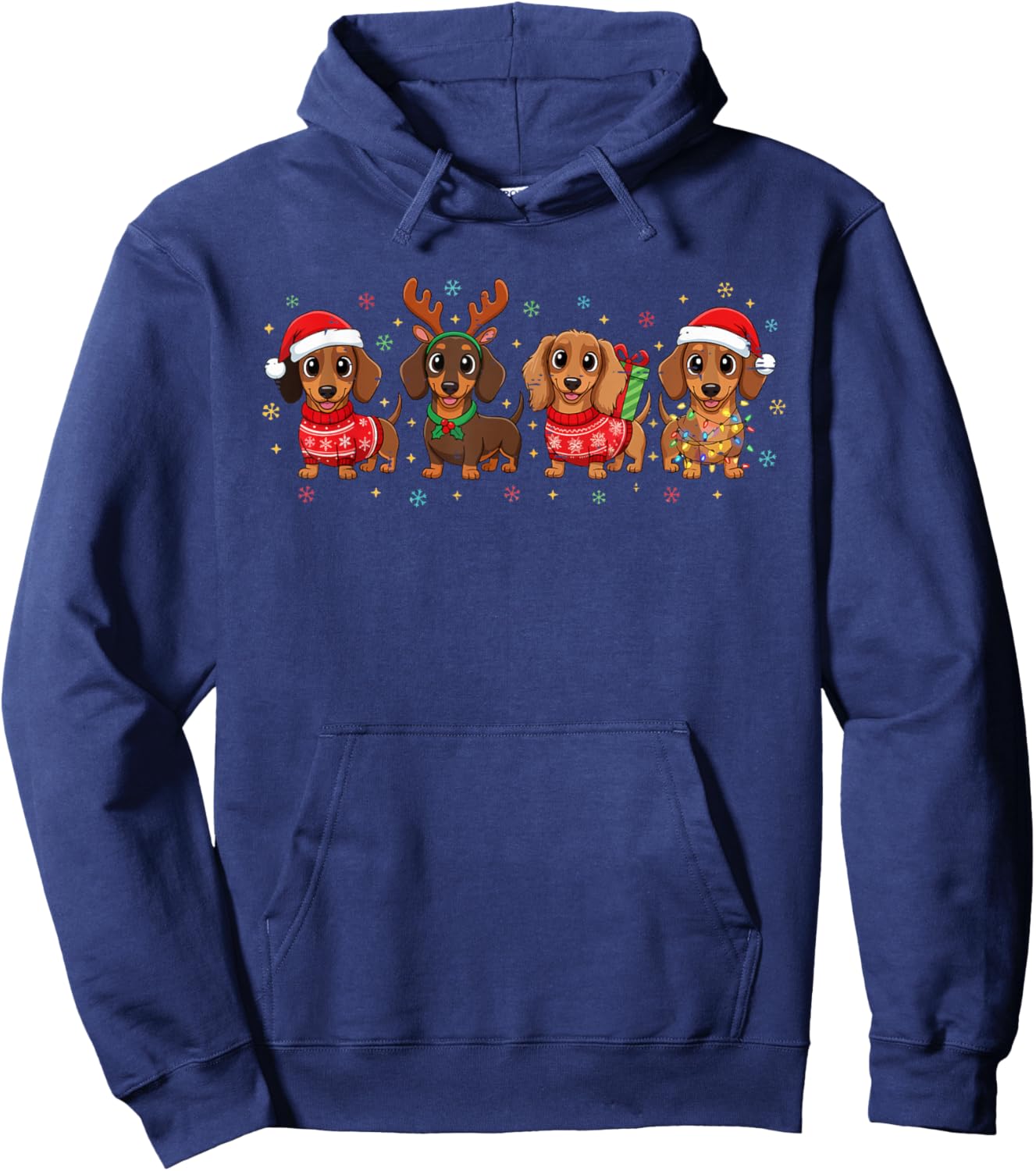 Funny Christmas Dachshund Santa Weiner Dog Lover Cute Xmas Hoodie - Hoodie | Navy