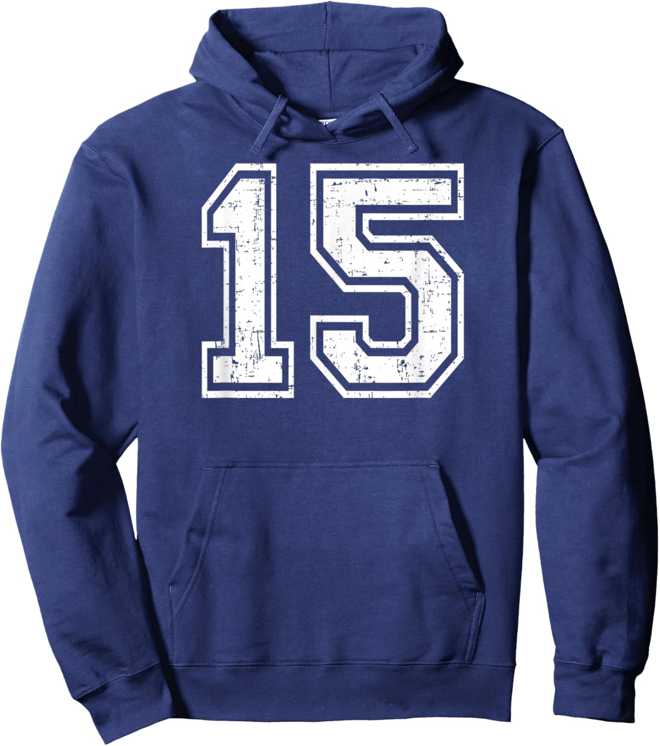 15 Number Fifteen Team Sports Grunge Varsity Matching Hoodie - Hoodie | Navy