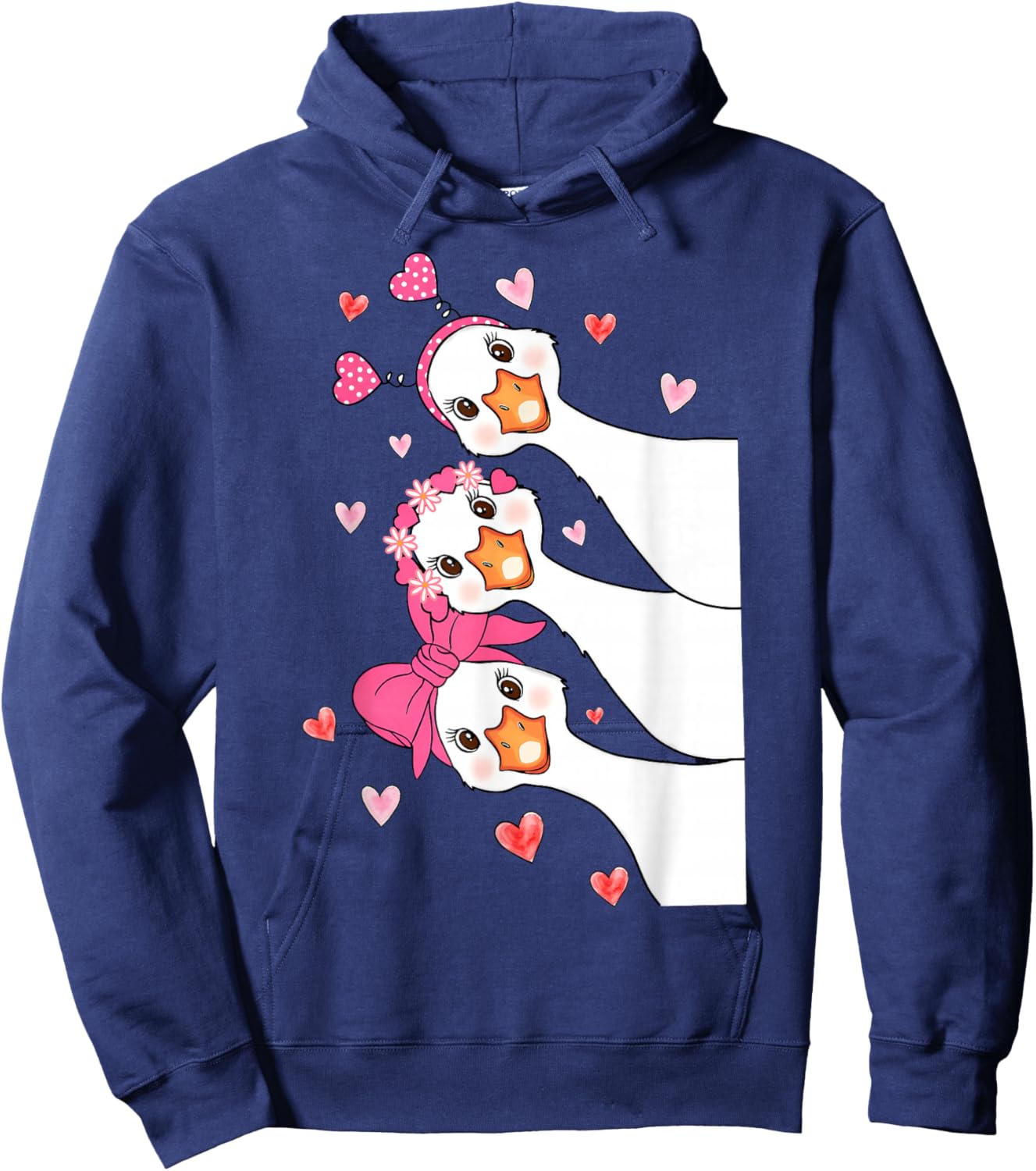 Funny Goose Happy Valentine Goose Cute Heart Lover Hoodie - Hoodie | Navy