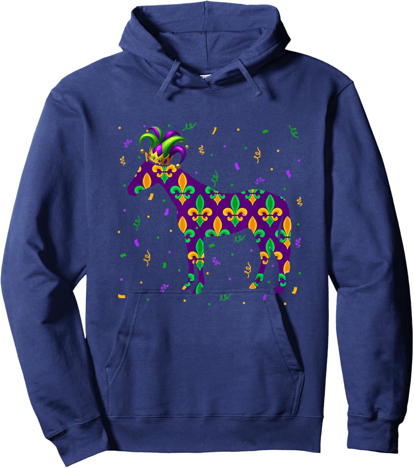 Mardi Gras Symbol Horse Jester Hat Cute Shape Parades Hoodie - Hoodie | Navy