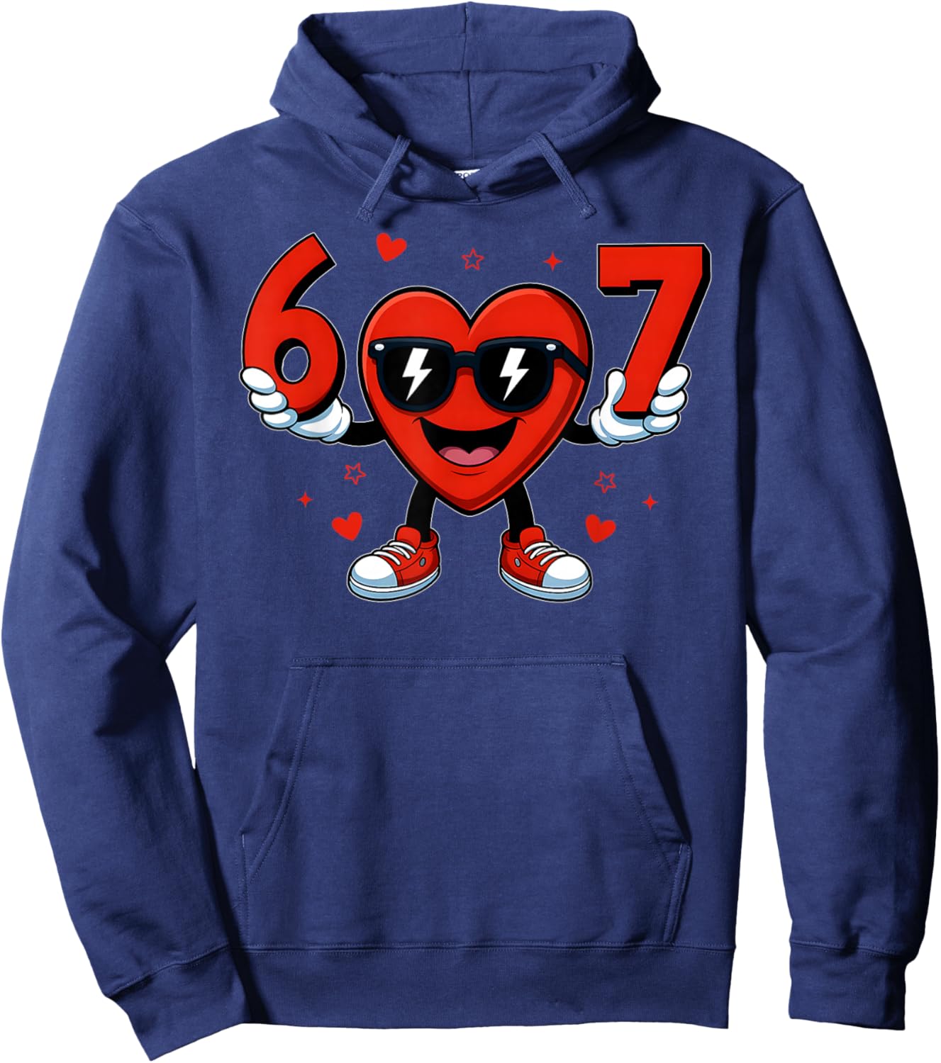 Funny Six Seven 6 7 Valentines Day Boys Girls Kids 67 Meme Hoodie - Hoodie | Navy