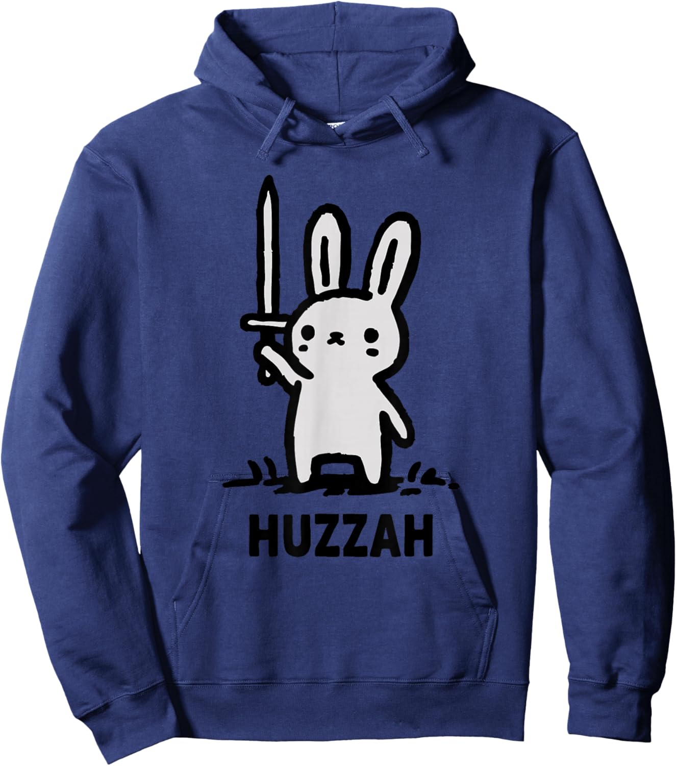 Huzzah Bunny Knight Funny Sword Meme Quote Animal Design Hoodie - Hoodie | Navy