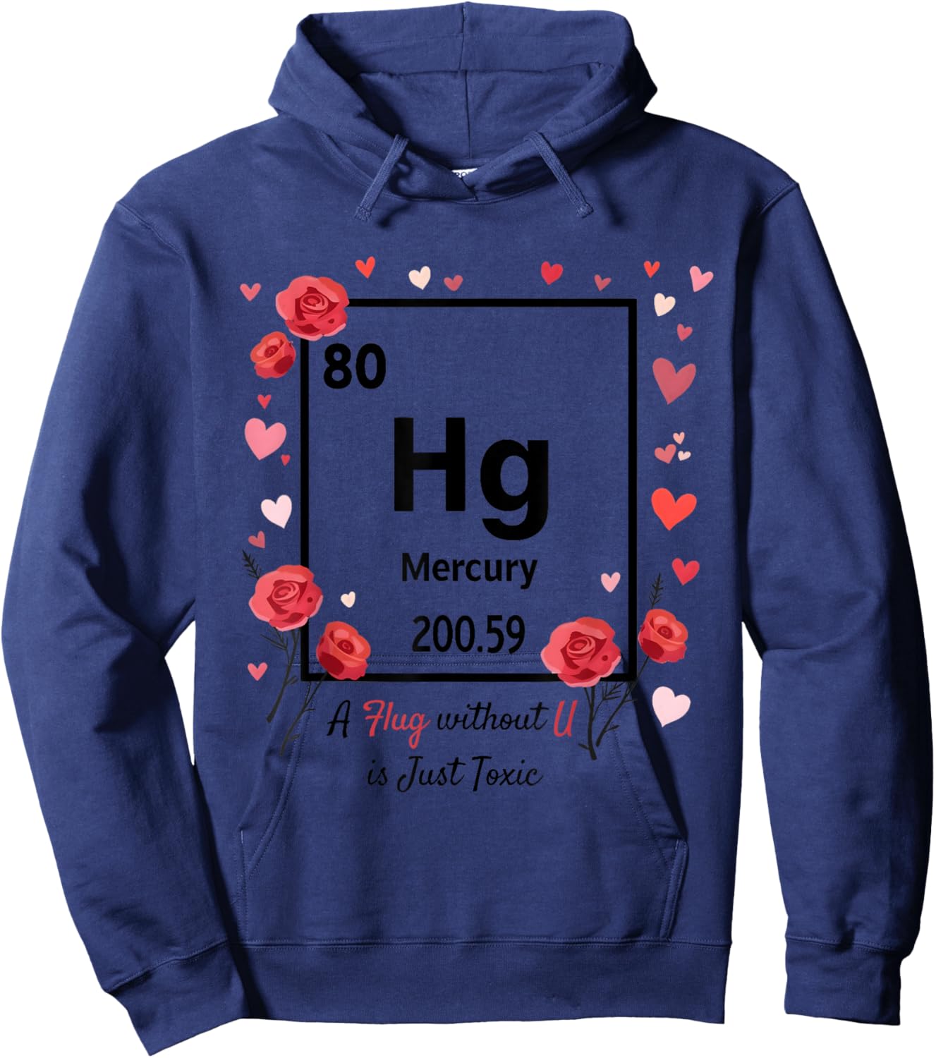 Funny Chemistry Valentine Hg Hug Element 80 Science Teacher Hoodie - Hoodie | Navy