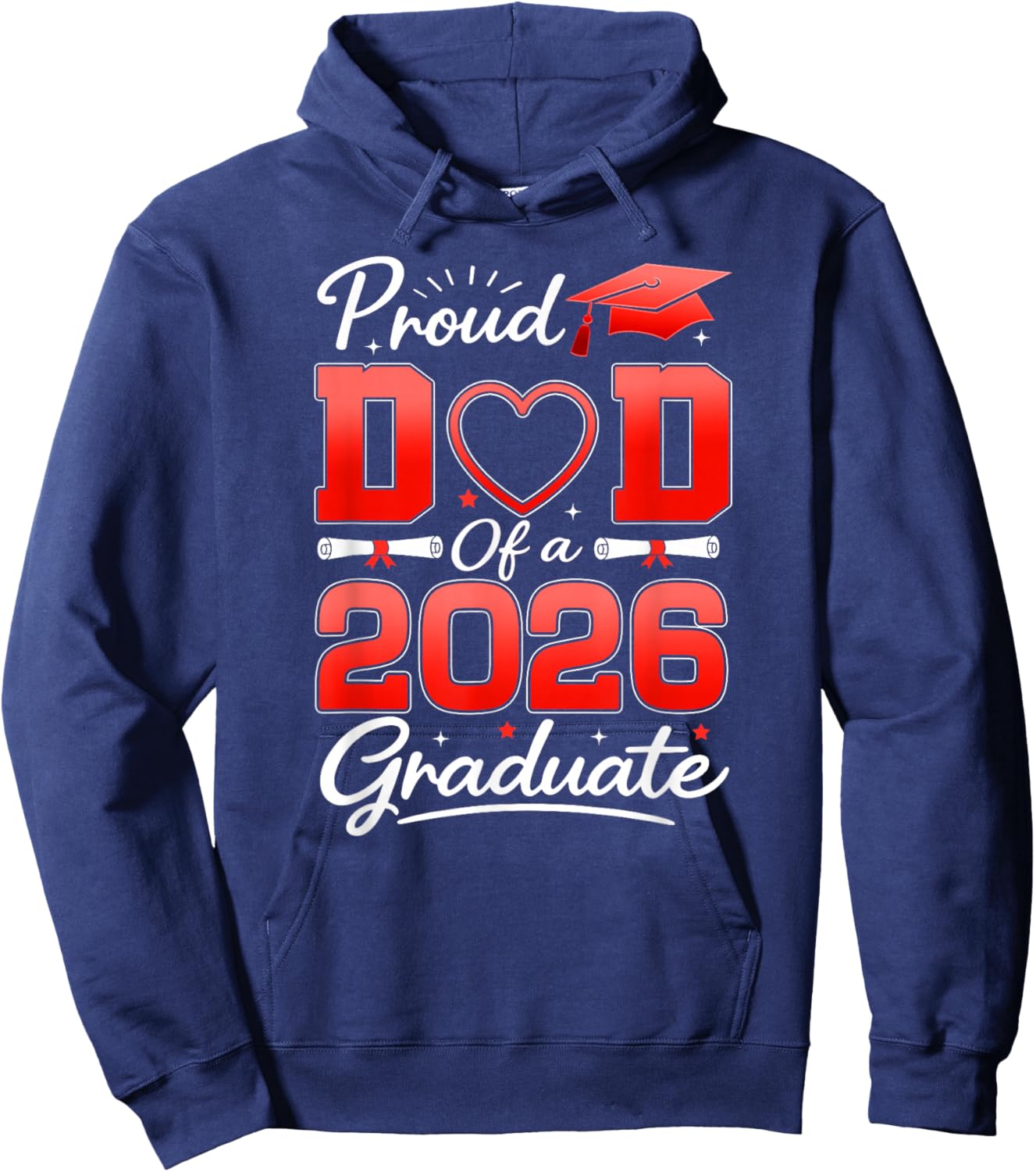Proud Dad of A Class of 2026 Graduate 2026 Senior Father Hoodie - Hoodie | Navy