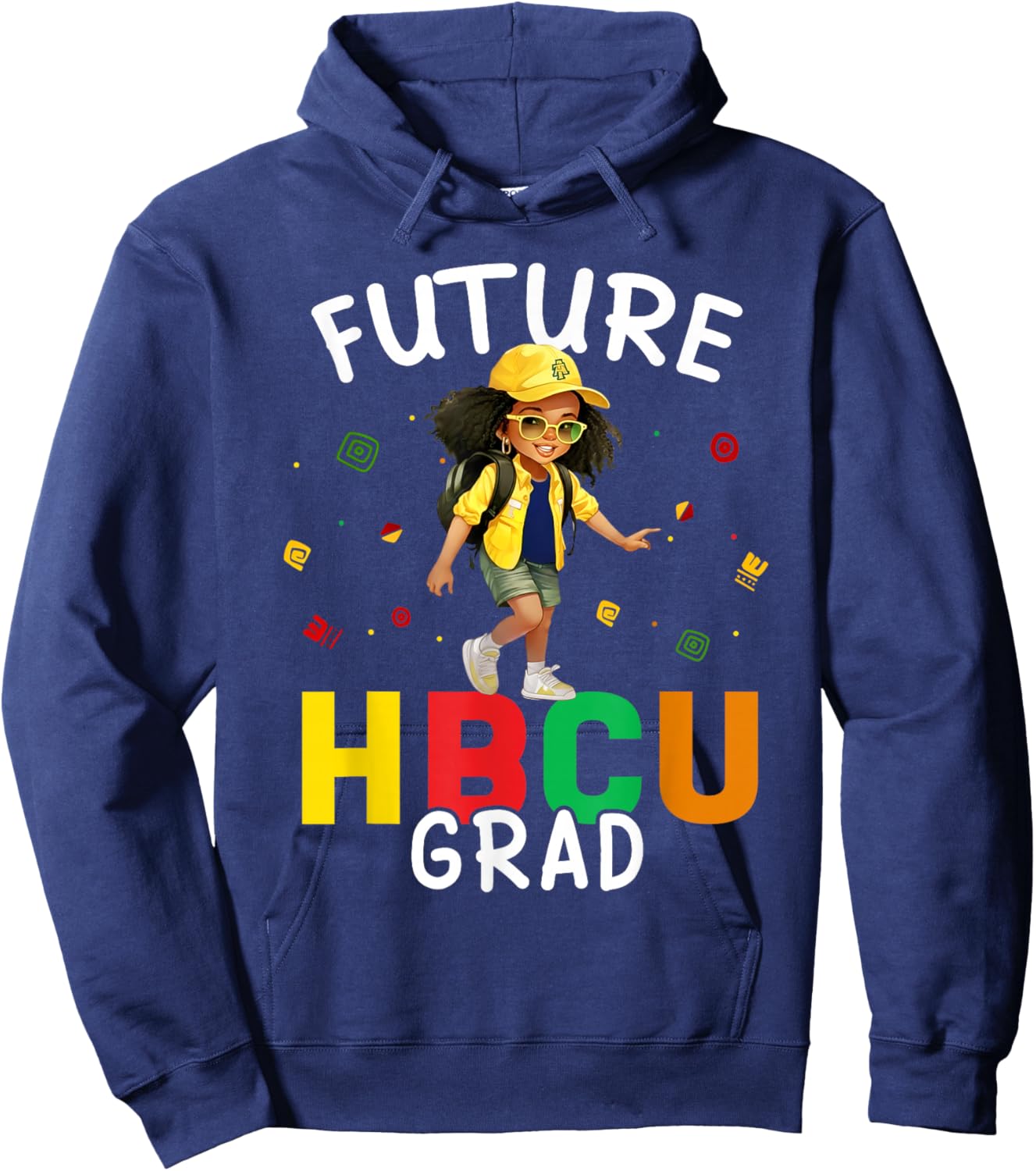 Future HBCU Grad Kids Black Girl Afro Black History Month Hoodie - Hoodie | Navy