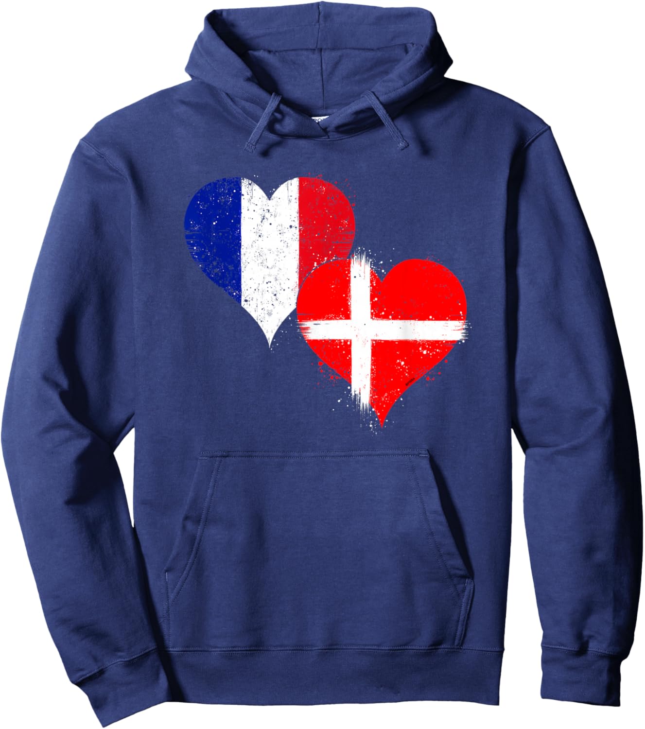 Vintage Denmark France Flag Proud French Danish Fans Pride Hoodie - Hoodie | Navy