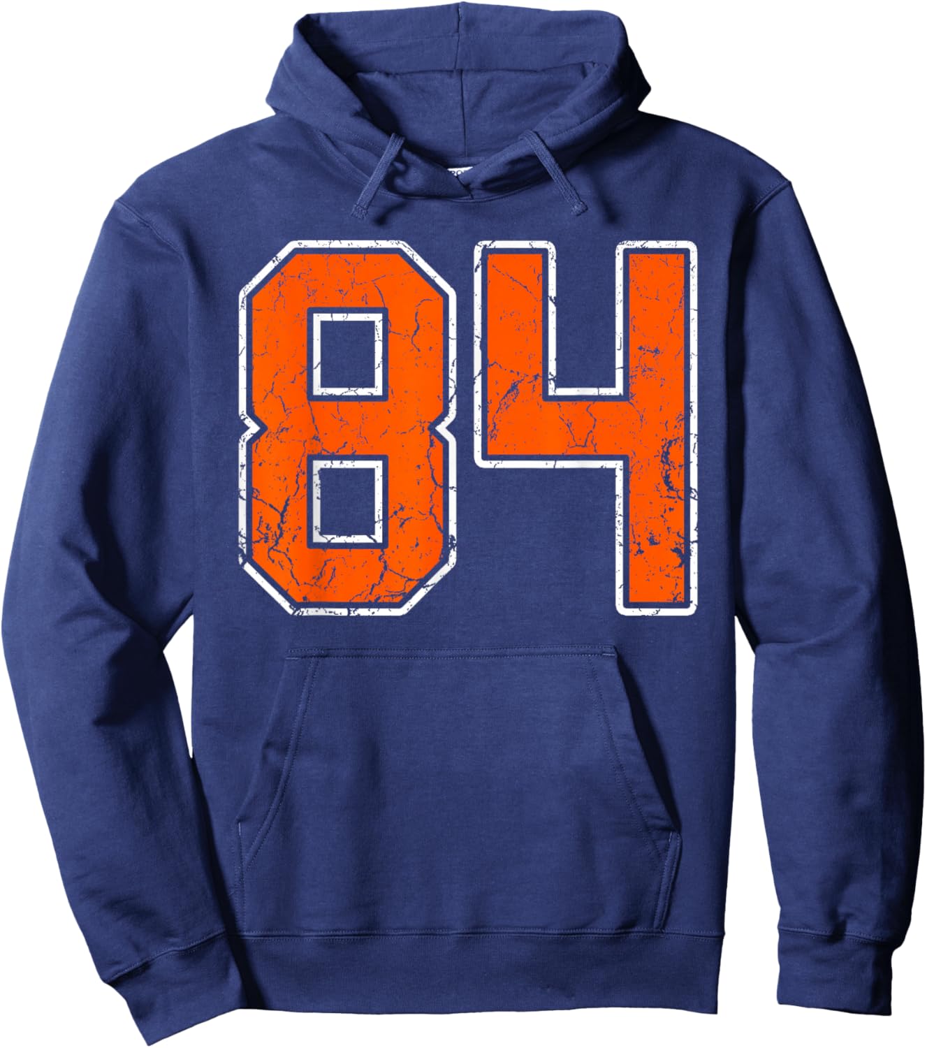 Distressed Orange White Number 84 Jersey Player Uniform #84 Hoodie - Hoodie | Navy
