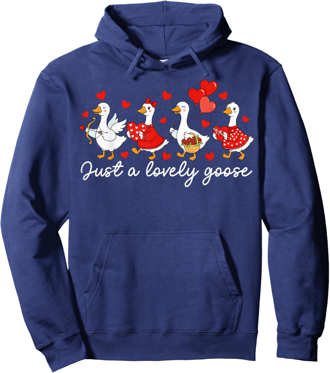 Just A Lovely Goose Funny Goose Valentine Women Girls Hoodie - Hoodie | Navy