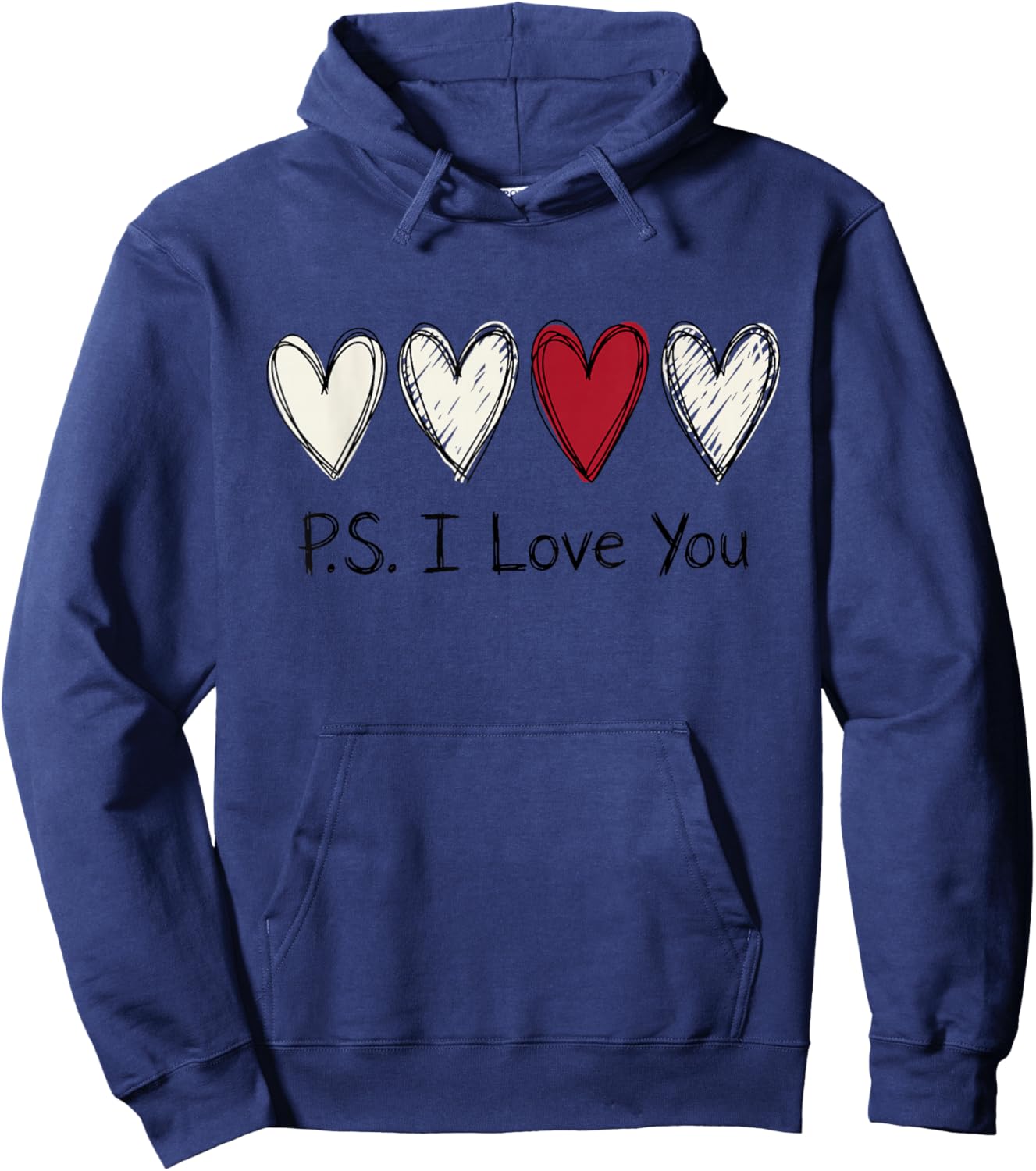 PS I Love You Day Purple Valentines Day Heart Hoodie - Hoodie | Navy