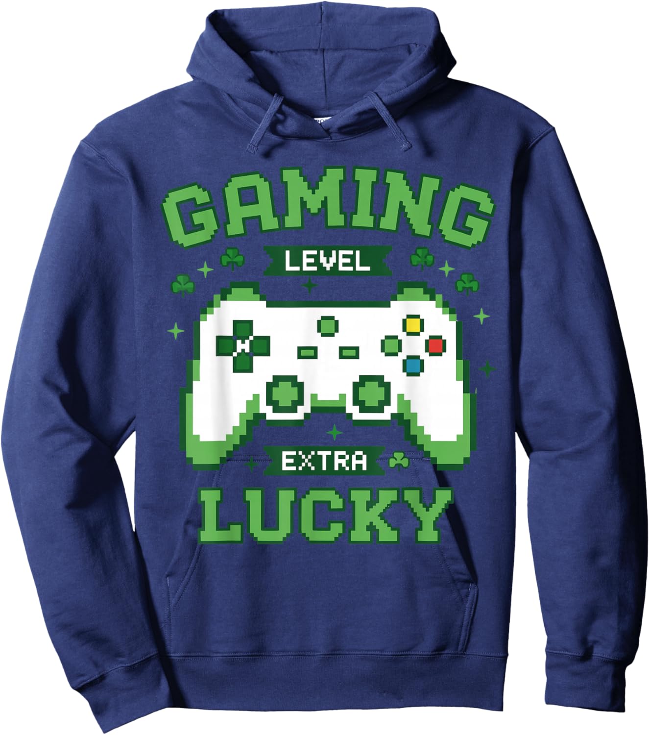 Gamer Boys St Patrick’s Day Shirt, Gaming Level Extra Lucky Hoodie - Hoodie | Navy