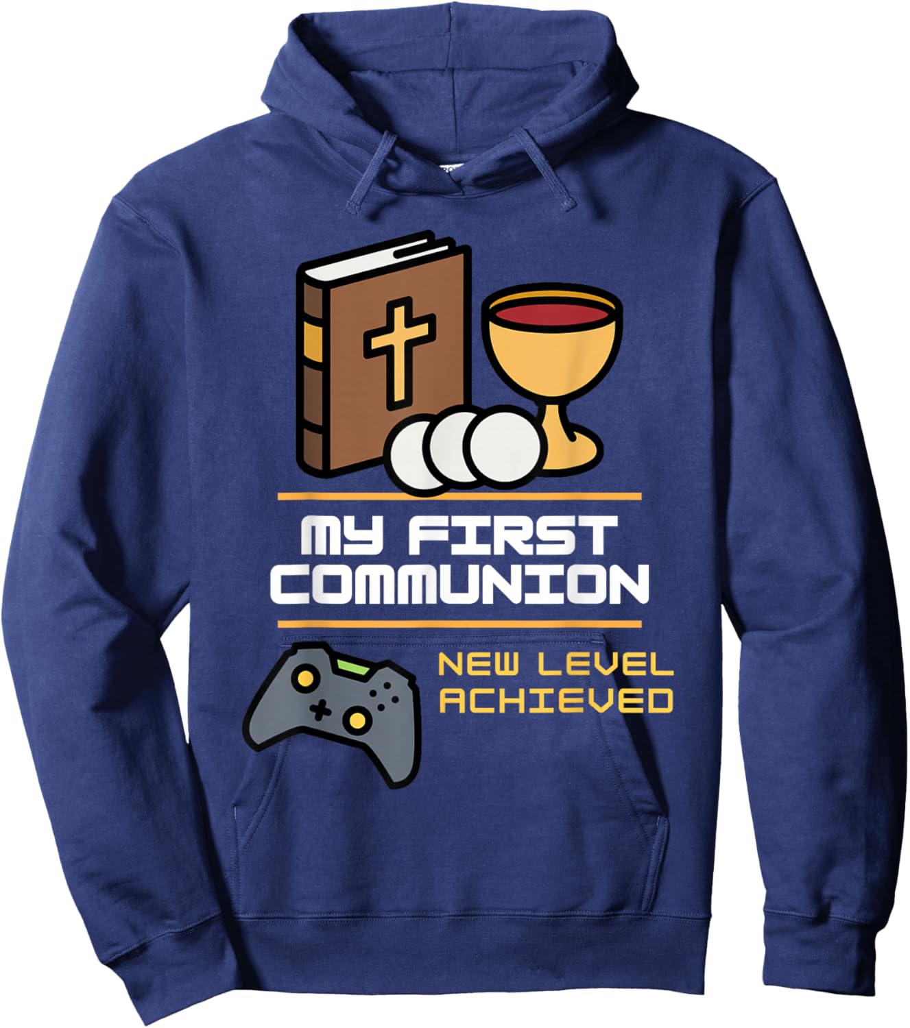 My 1st First Communion 2026 Boys Girls Video Game Controller Hoodie - Hoodie | Navy