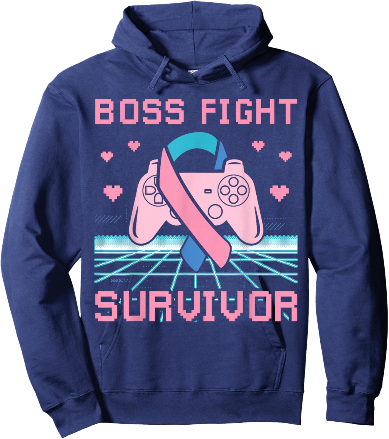 Thyroid Cancer Awareness Boss Fight Survivor Gamer Hoodie - Hoodie | Navy