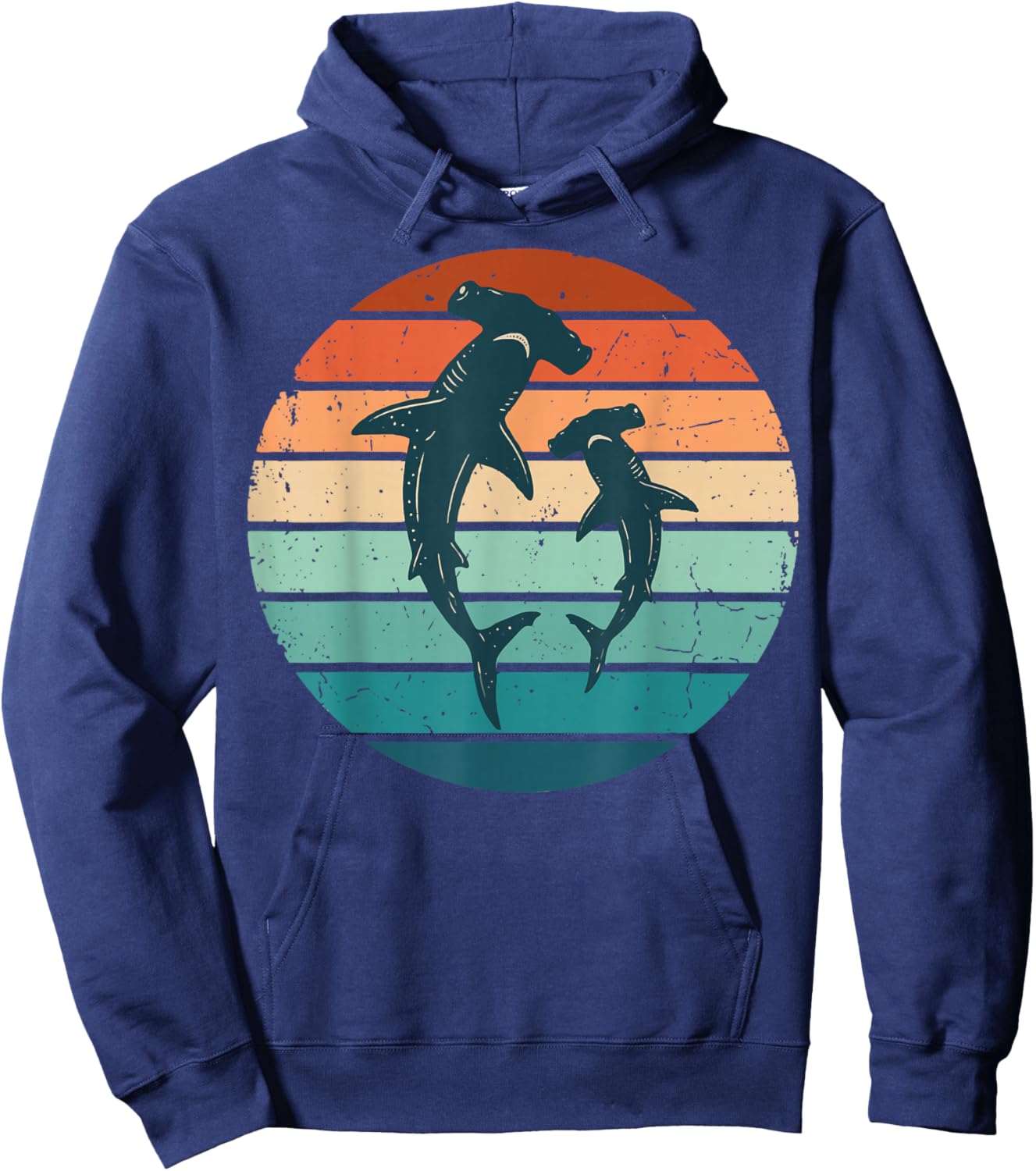 Hammerhead Shark Yin Yang Retro Snorkeler Vintage Hoodie - Hoodie | Navy