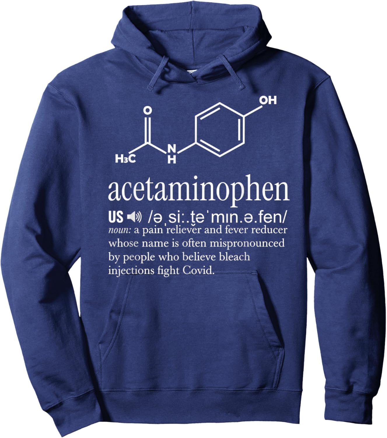 Acetaminophen Pronounce Formula Shaped Hoodie - Hoodie | Navy