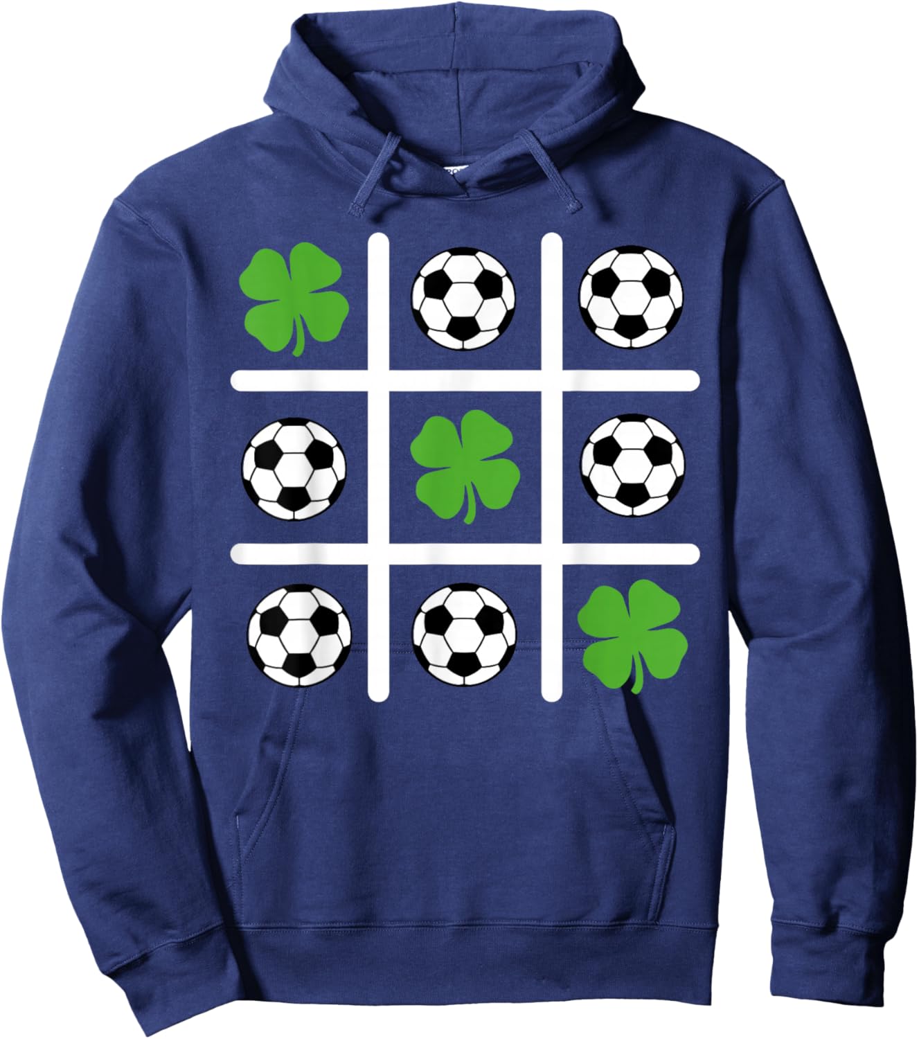 St Patricks Day Tic Tac Toe Soccer Shamrock Lucky Clover Hoodie - Hoodie | Navy