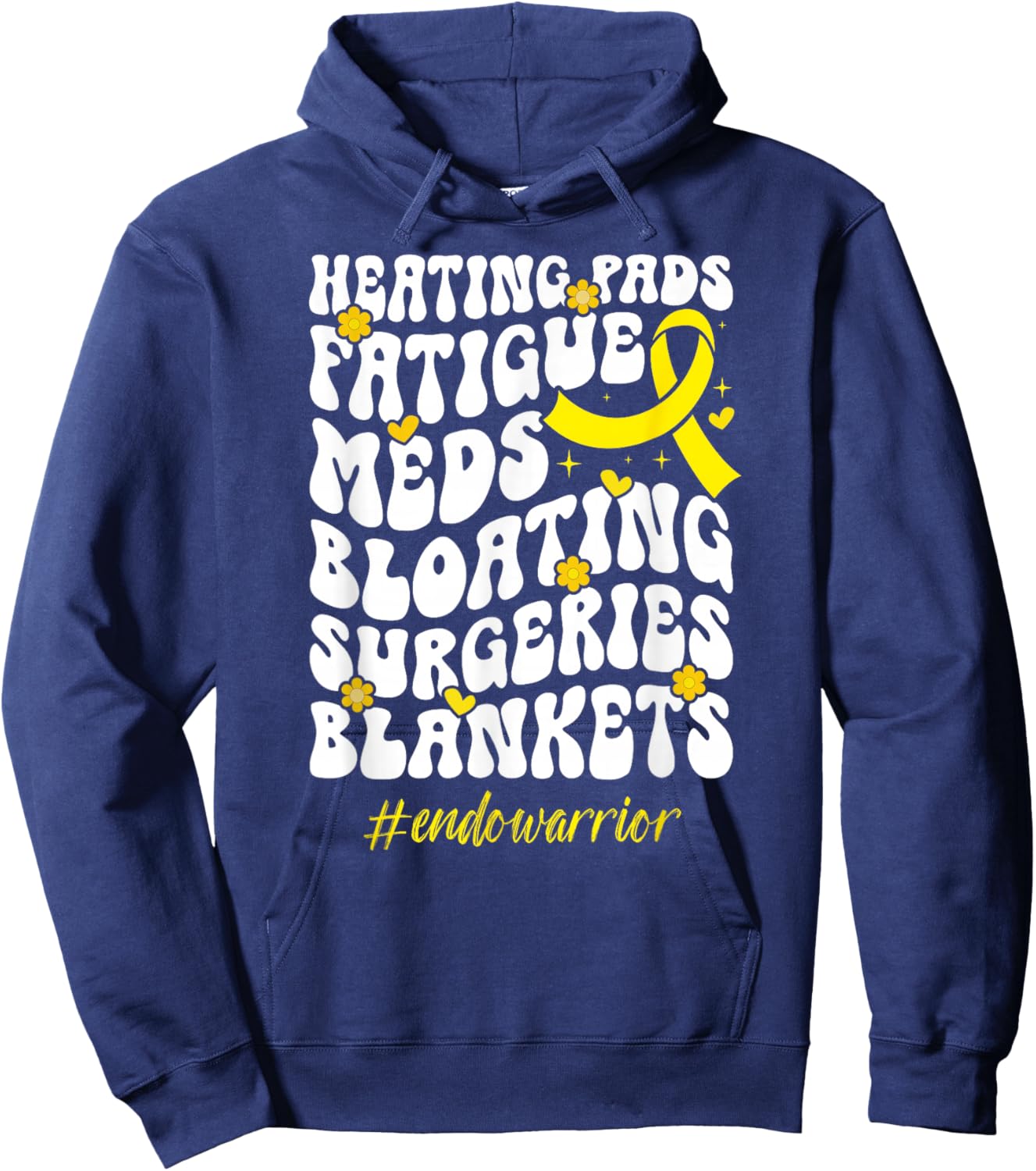 Groovy Endo Warrior Endometriosis Awareness Month Hoodie - Hoodie | Navy