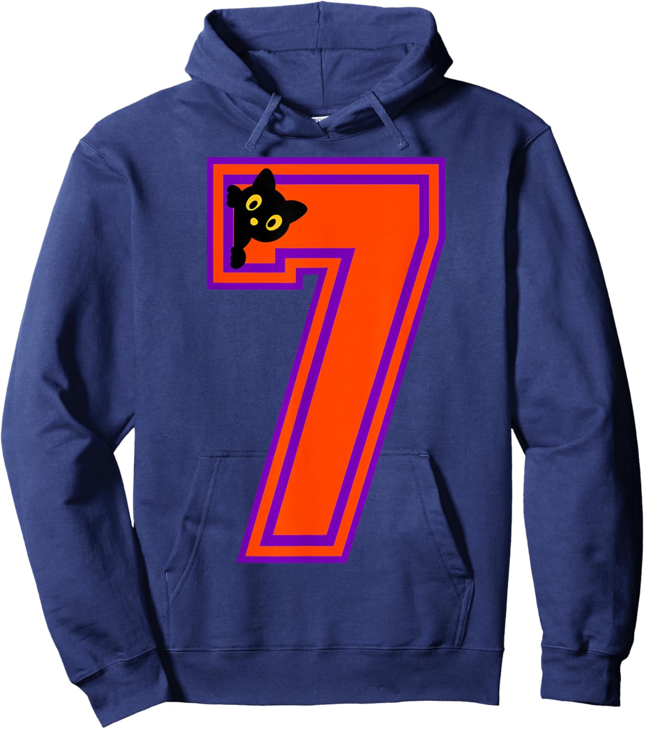 Funny Six Seven 6 7 Halloween Black Cat Teacher Student Hoodie - Hoodie | Navy