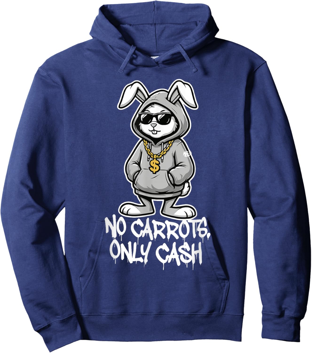No Carrots Only Cash Funny Easter Bunny Gangster Meme Hoodie - Hoodie | Navy