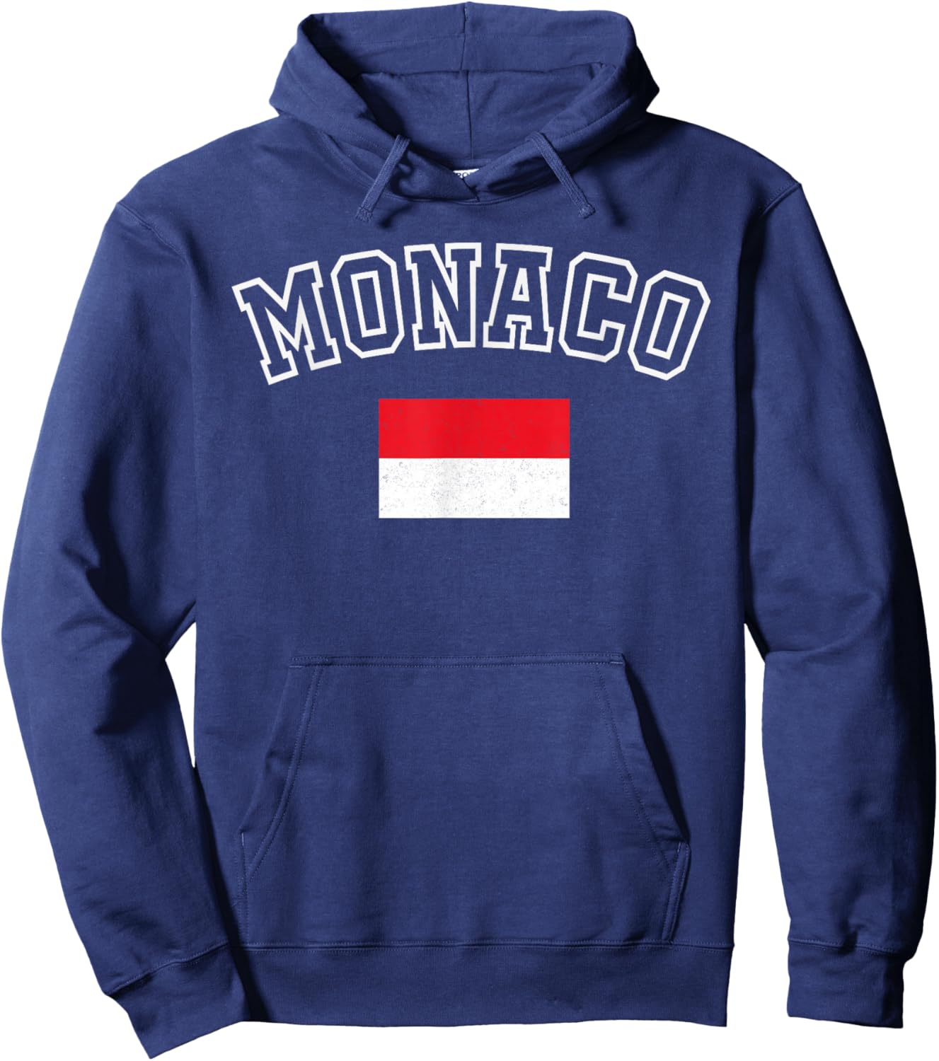 Monaco Flag Vintage Distressed Retro Heritage Design Hoodie - Hoodie | Navy