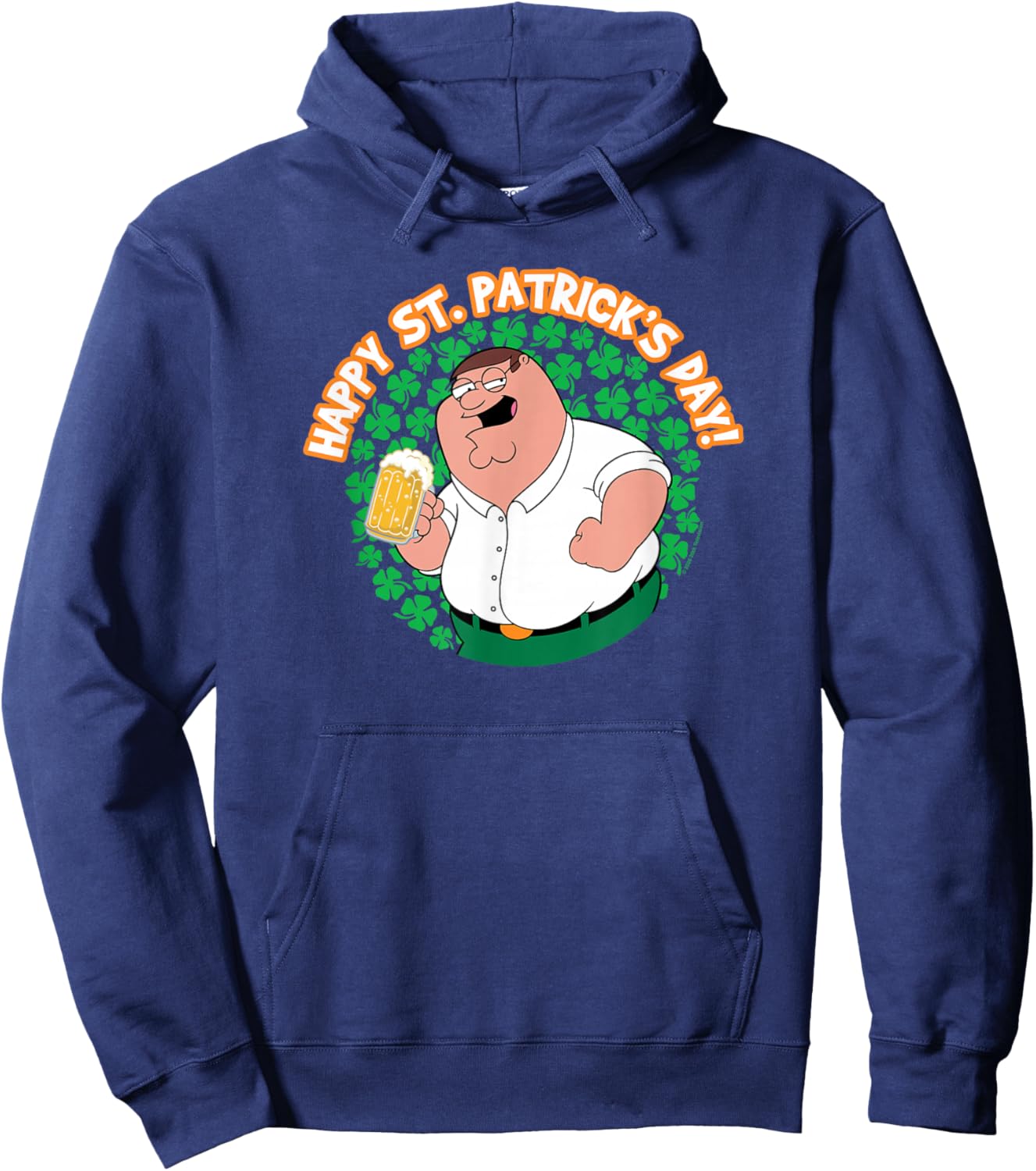 Family Guy Happy St. Patrick's Day Peter Shamrocks Cartoon Hoodie - Hoodie | Navy