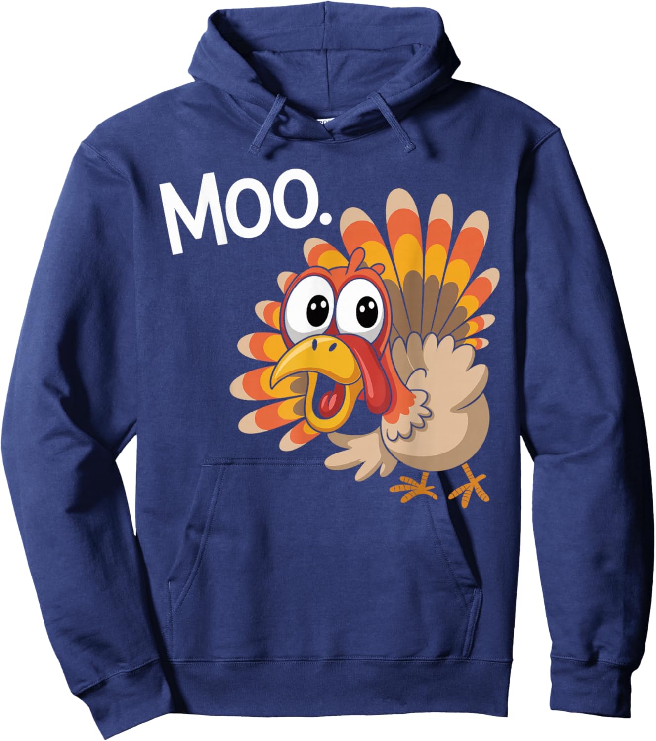 Funny Turkey Moo Thanksgiving Hoodie - Hoodie | Navy