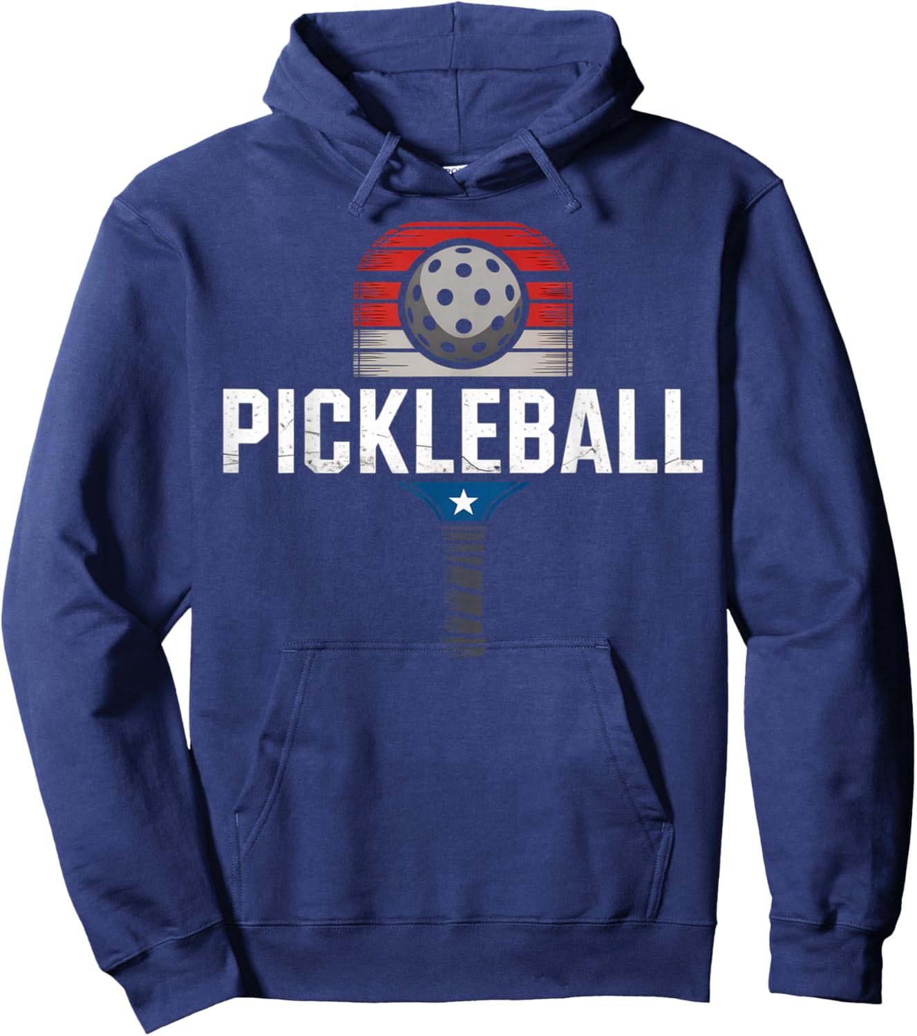 Pickleball American Flag Paddle Graphic Art Hoodie - Hoodie | Navy
