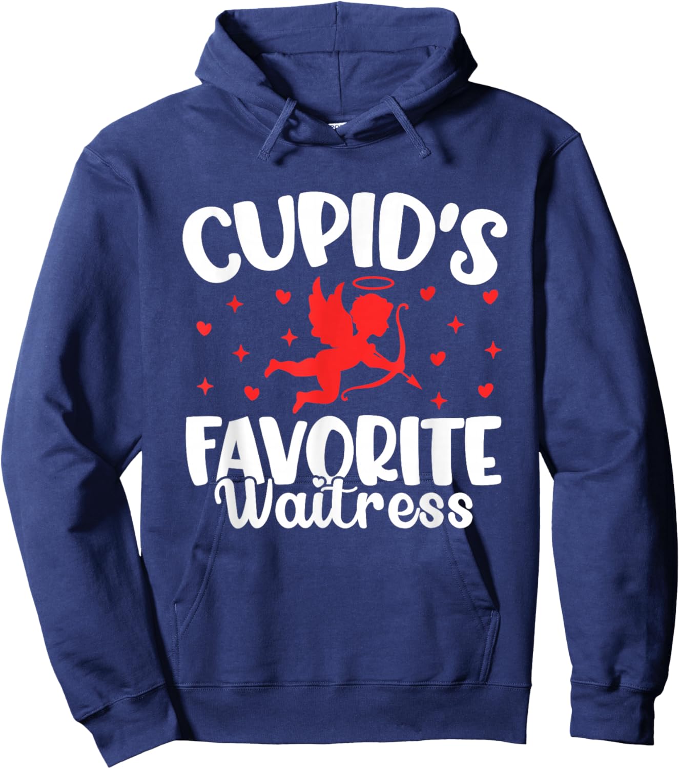 Cupid's Favorite Waitress Valentine’s Day Funny Server Hoodie - Hoodie | Navy