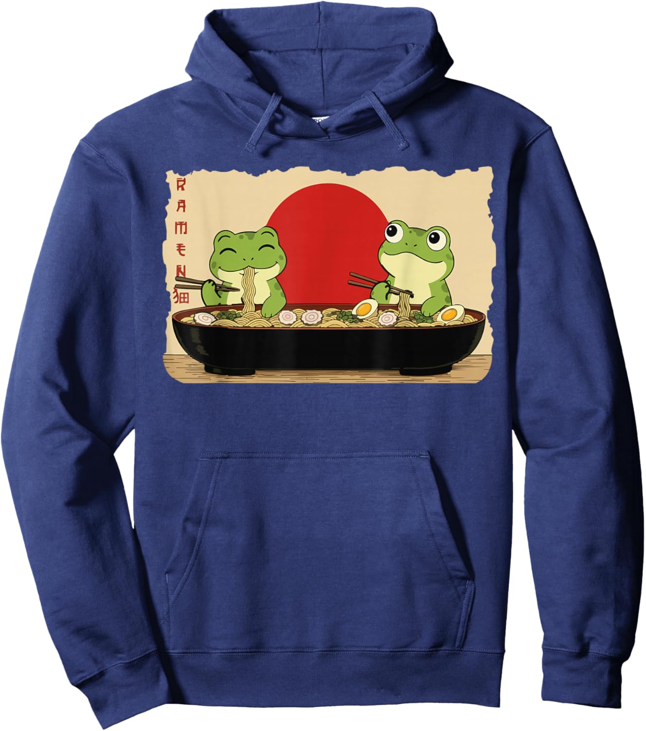 Anime Frog Ramen Japanese Funny Frog Graphic Anime Hoodie - Hoodie | Navy