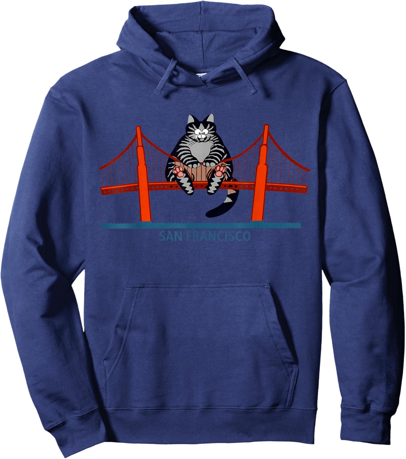 San Francisco Cat Golden Gate Bridge Funny Book Lover Hoodie - Hoodie | Navy