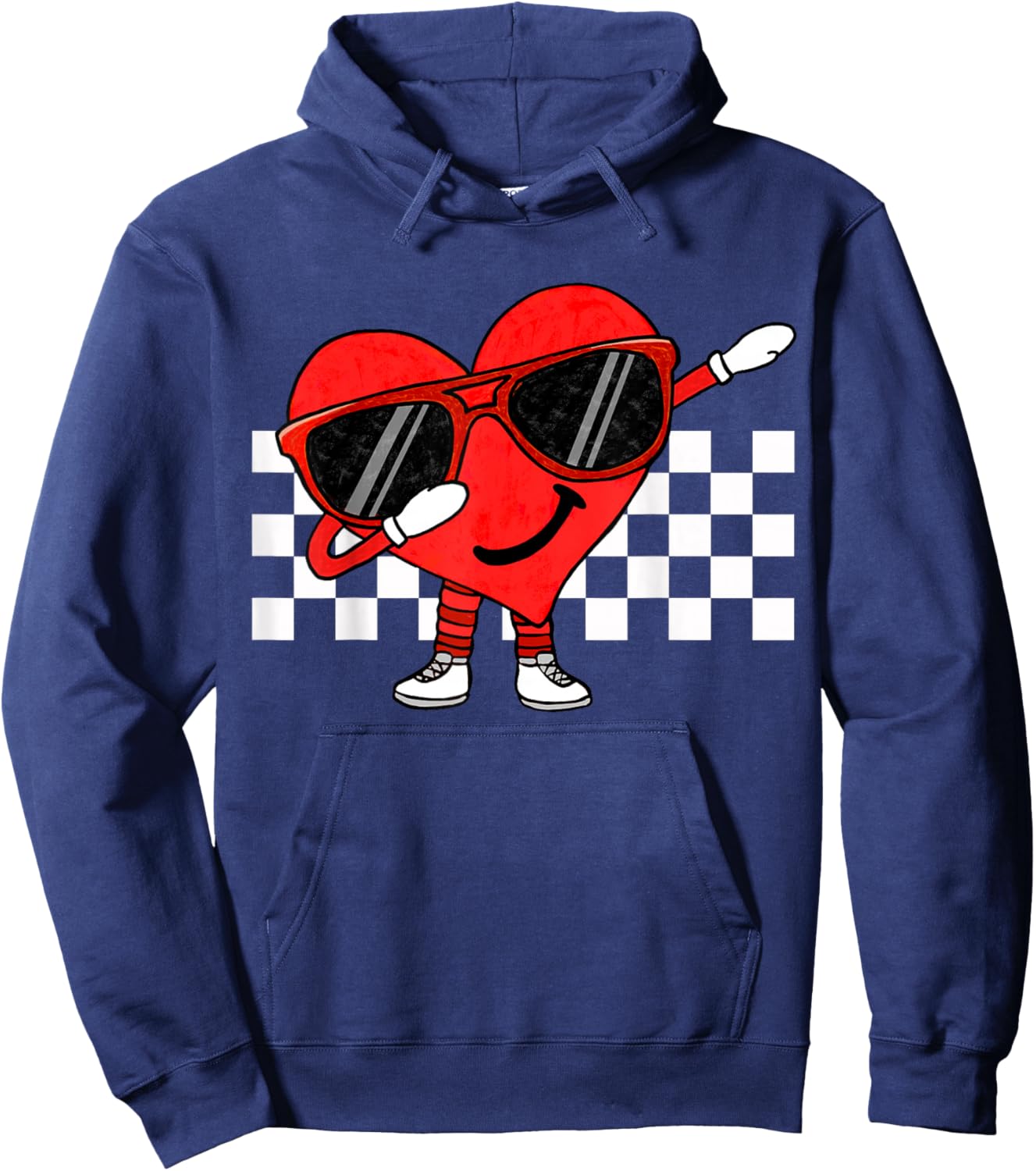 Funny Dabbing Retro Valentines Heart Dab Boys Kids Teens Hoodie - Hoodie | Navy