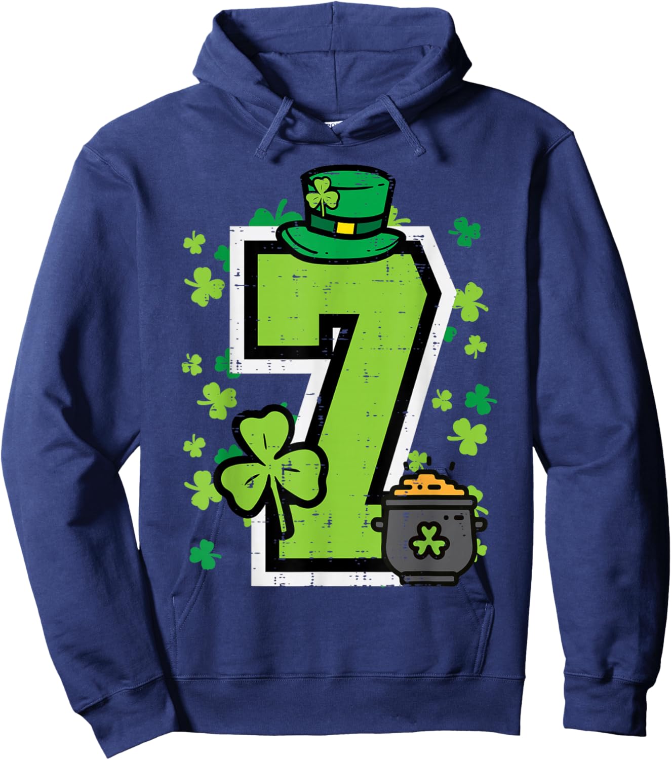 Number 7 St Patricks Day 6 7 Meme Matching Kids Boys Youth Hoodie - Hoodie | Navy