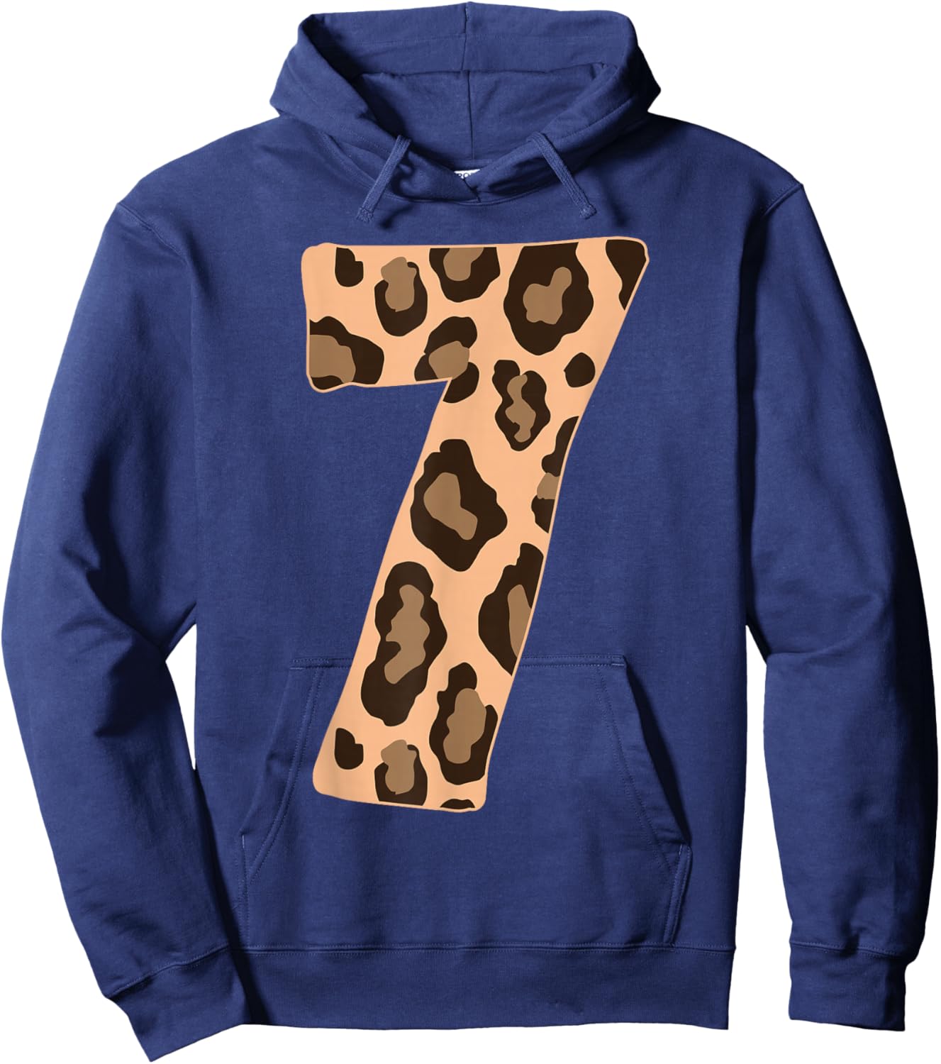 Cheetah Kids 7 Year Old Girl Cheetah Print 7th Birthday Hoodie - Hoodie | Navy