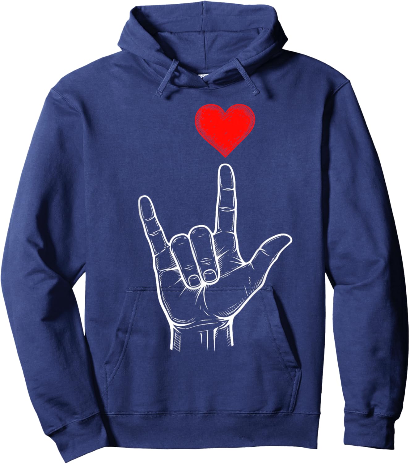 I Love You Hand Sign ASL Valentines Day Women Kids Hoodie - Hoodie | Navy