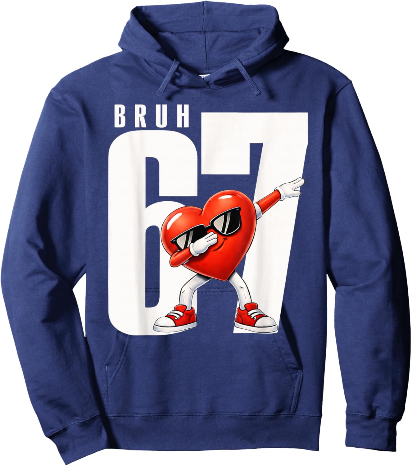 Bruh Six Seven 67 Meme Cool Valentine’s Day Teens Boys Kids Hoodie - Hoodie | Navy
