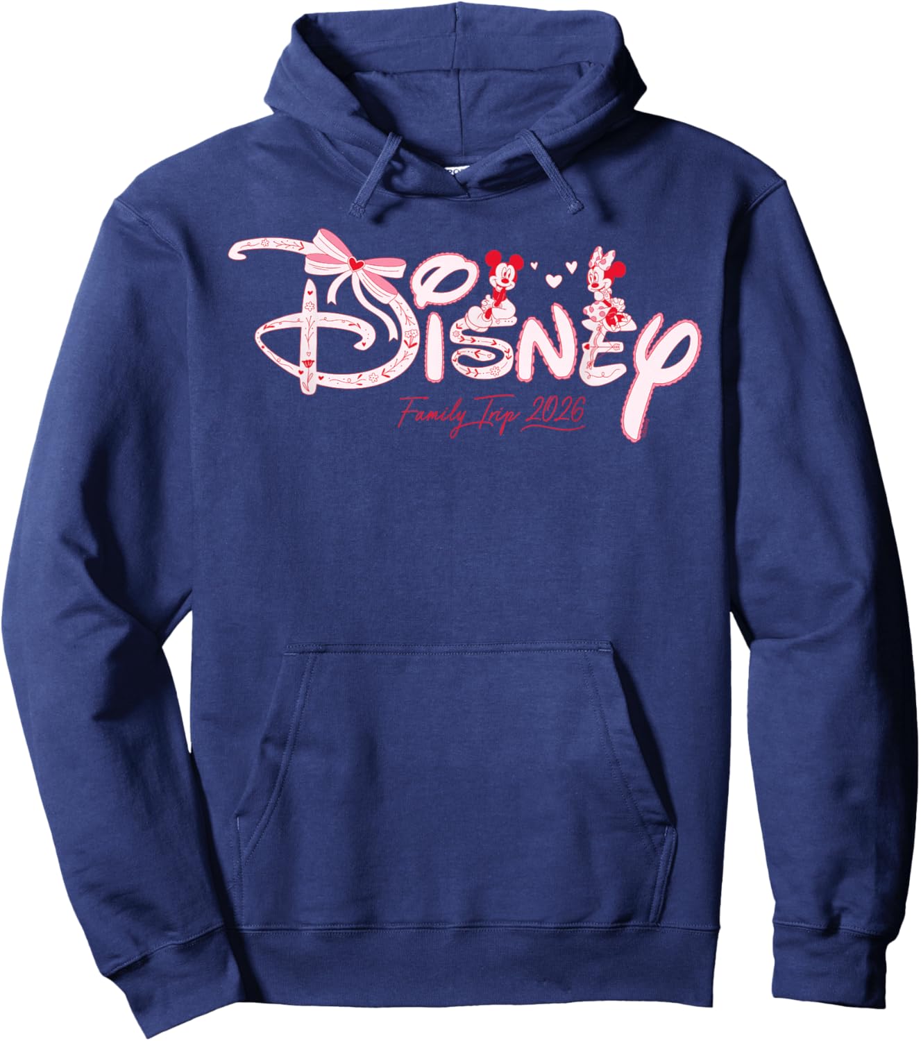 Disney Mickey & Minnie Coquette Valentine's Family Trip 2026 Hoodie - Hoodie | Navy