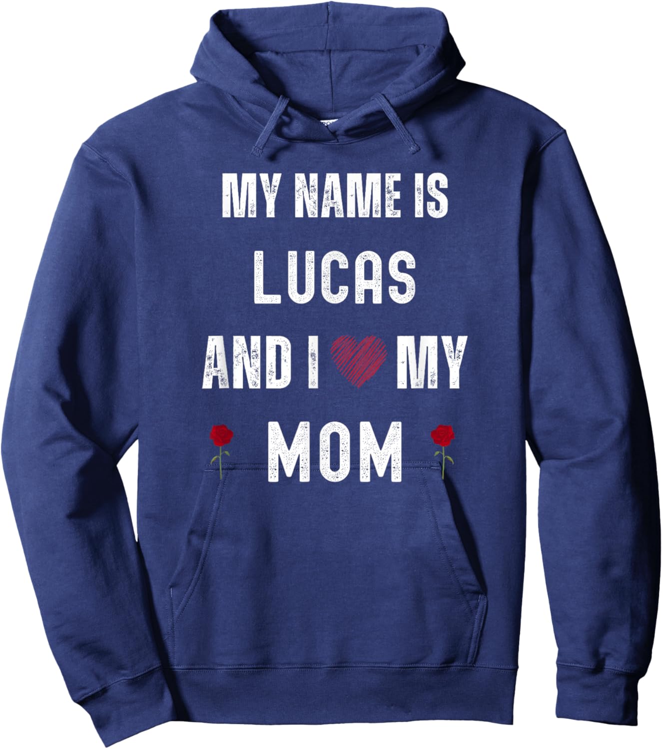 Lucas I Love My Mom Cute Personal Mother's Day Hoodie - Hoodie | Navy