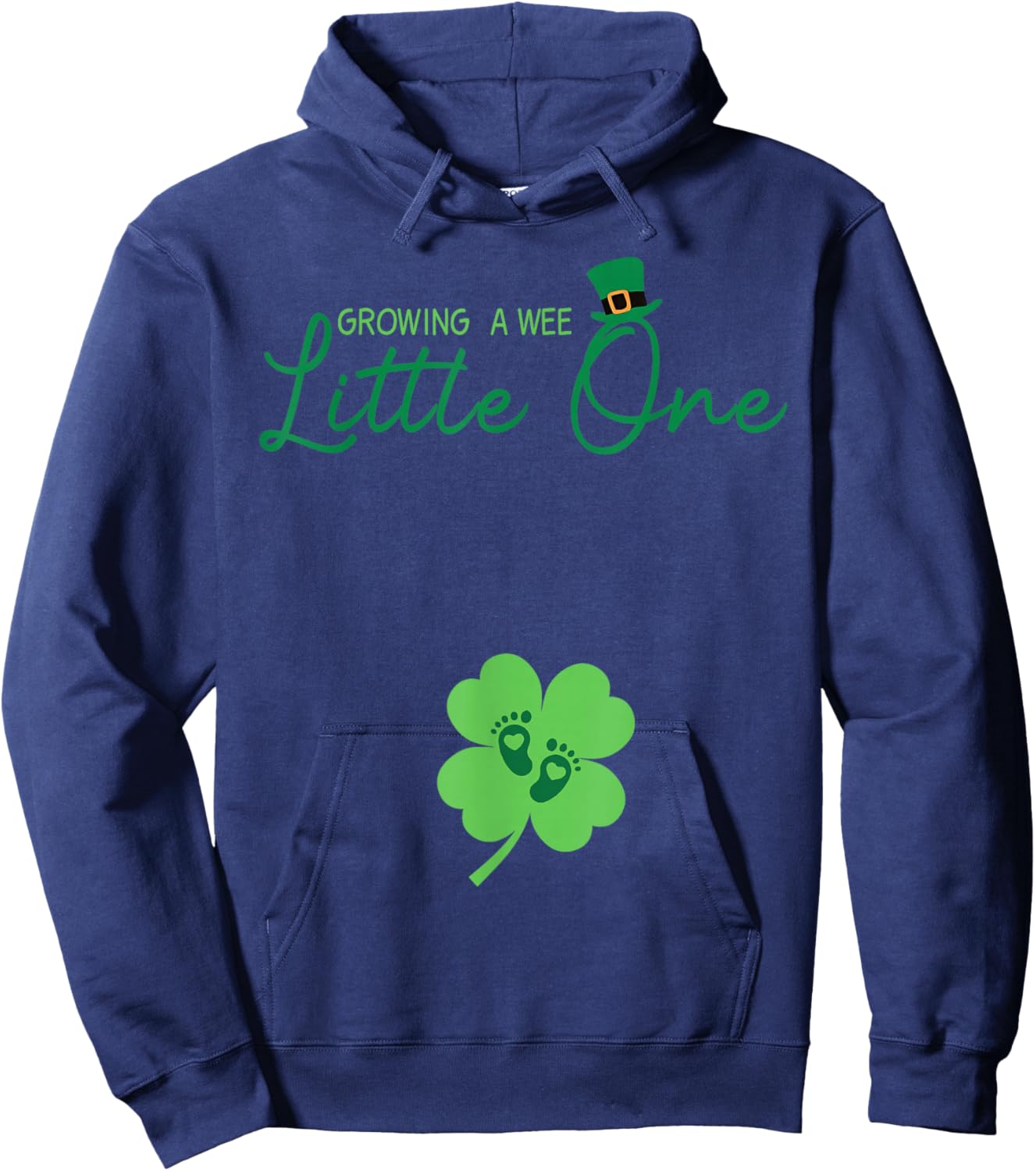 Groovy Growing A Wee Little One Pregnancy St Patricks Day Hoodie - Hoodie | Navy