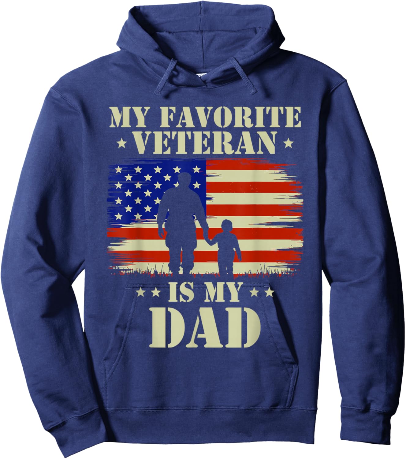Father Veterans Day My Favorite Veteran is My Dad Proud Kids Hoodie - Hoodie | Navy