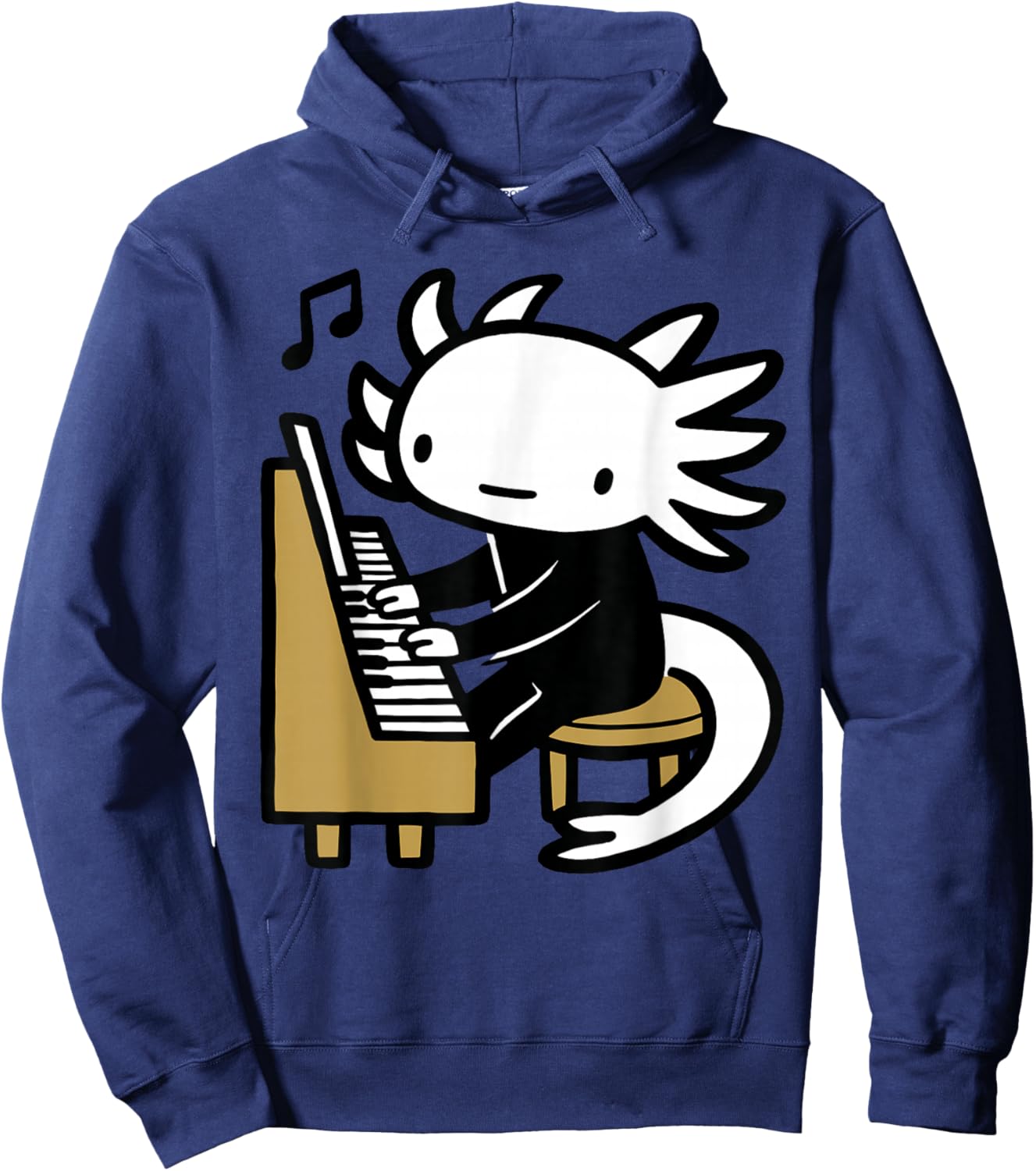 Axolotl Piano Player Cartoon Graphic Hoodie - Hoodie | Navy