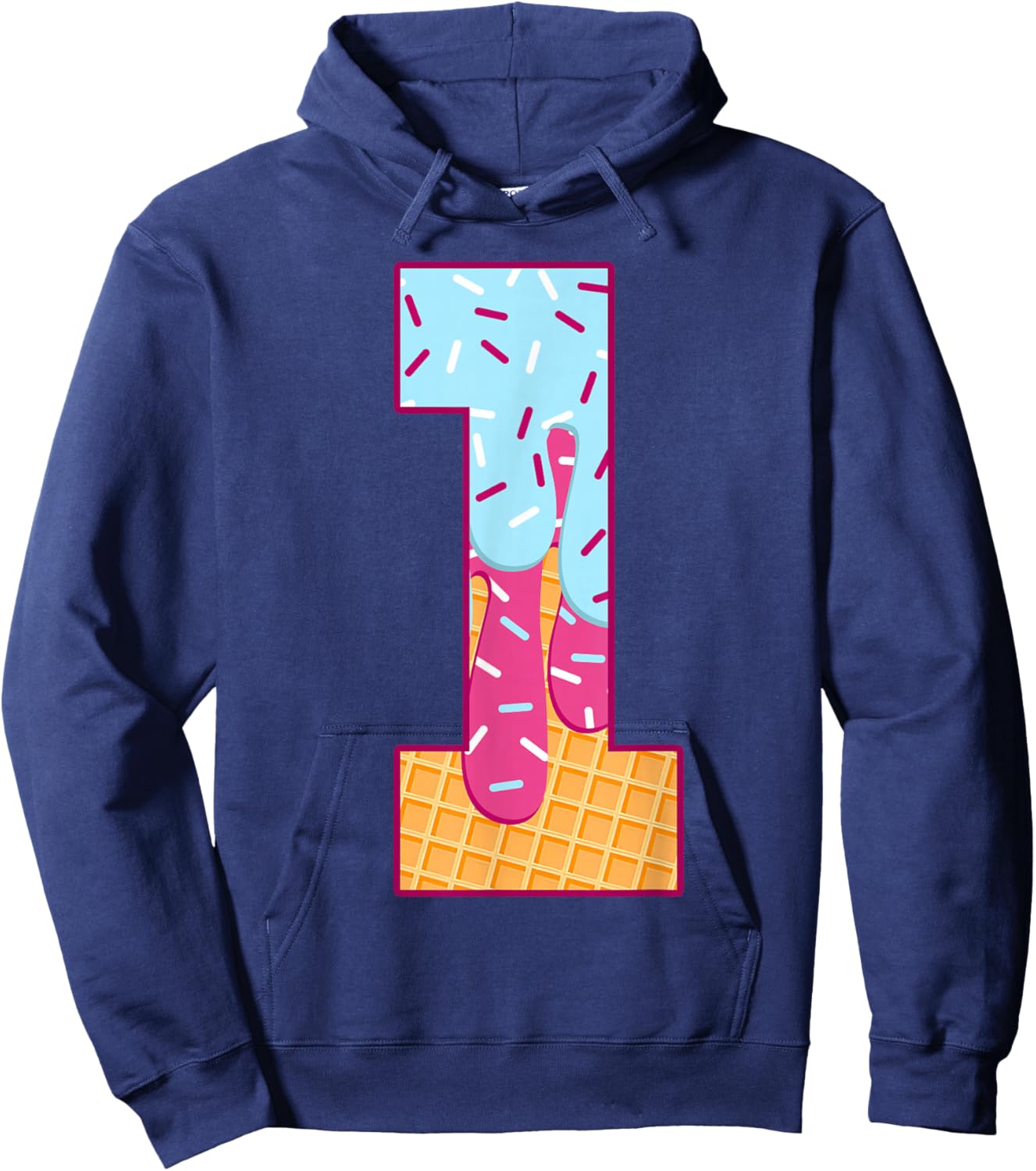 Number 1 Ice Cream Drip Matching Numbers Costume Meme Hoodie - Hoodie | Navy