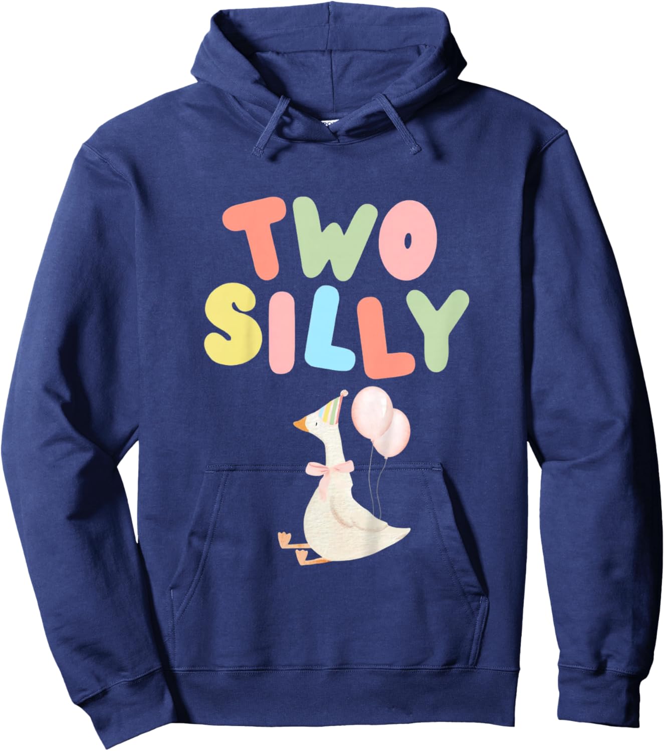 Two Silly 2nd Birthday Goose 2 Year Old Girl Second Bday Hoodie - Hoodie | Navy