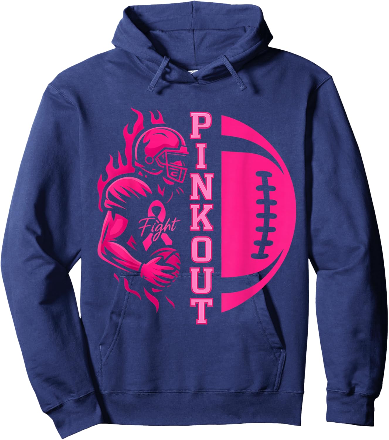 Pink Out Tackle Football Breast Cancer Awareness Men Boys Hoodie - Hoodie | Navy