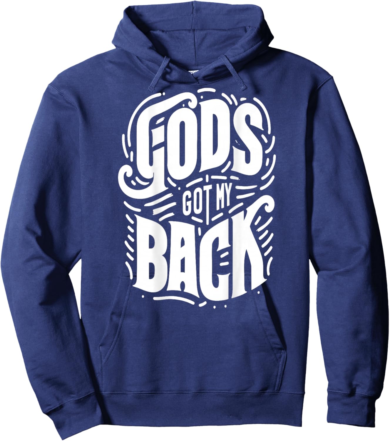 God's Got My Back (Design on Back), Jesus Christian Hoodie - Hoodie | Navy