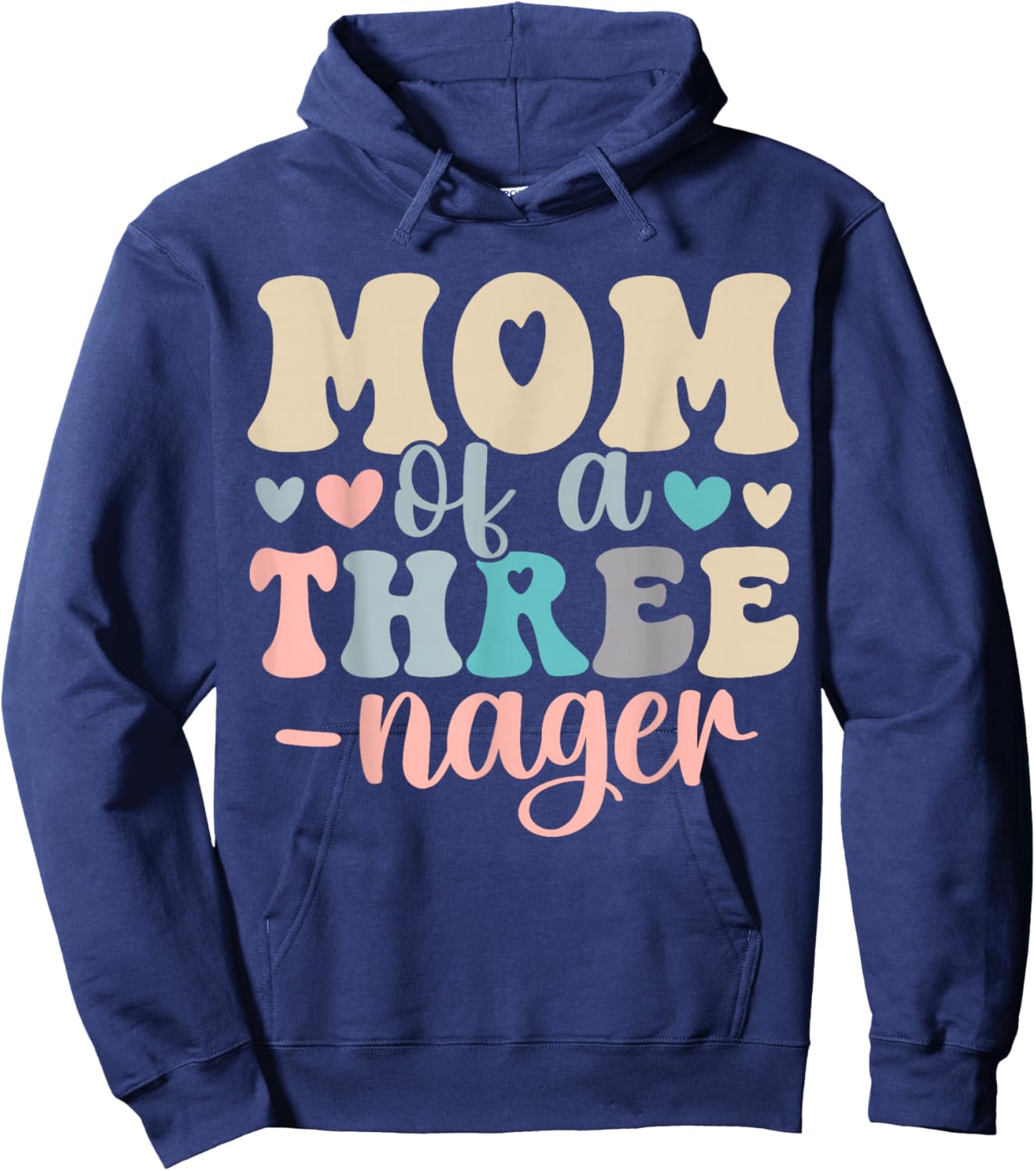 Mom of A Threenager 3rd Birthday Matching Family Boho Hoodie - Hoodie | Navy