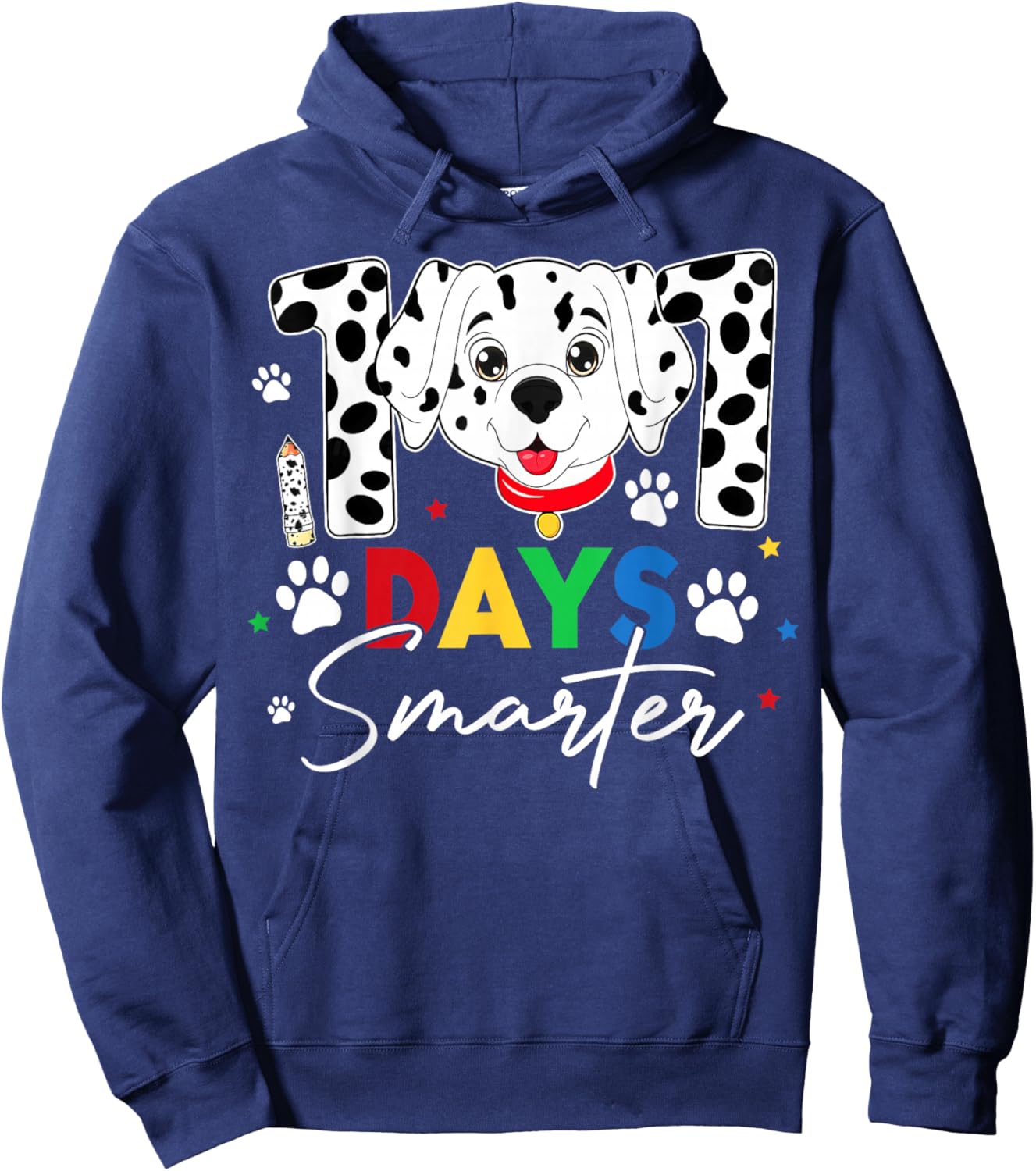 100 Days of School Smarter Dalmatian Dog Teachers Boys Kids Hoodie - Hoodie | Navy